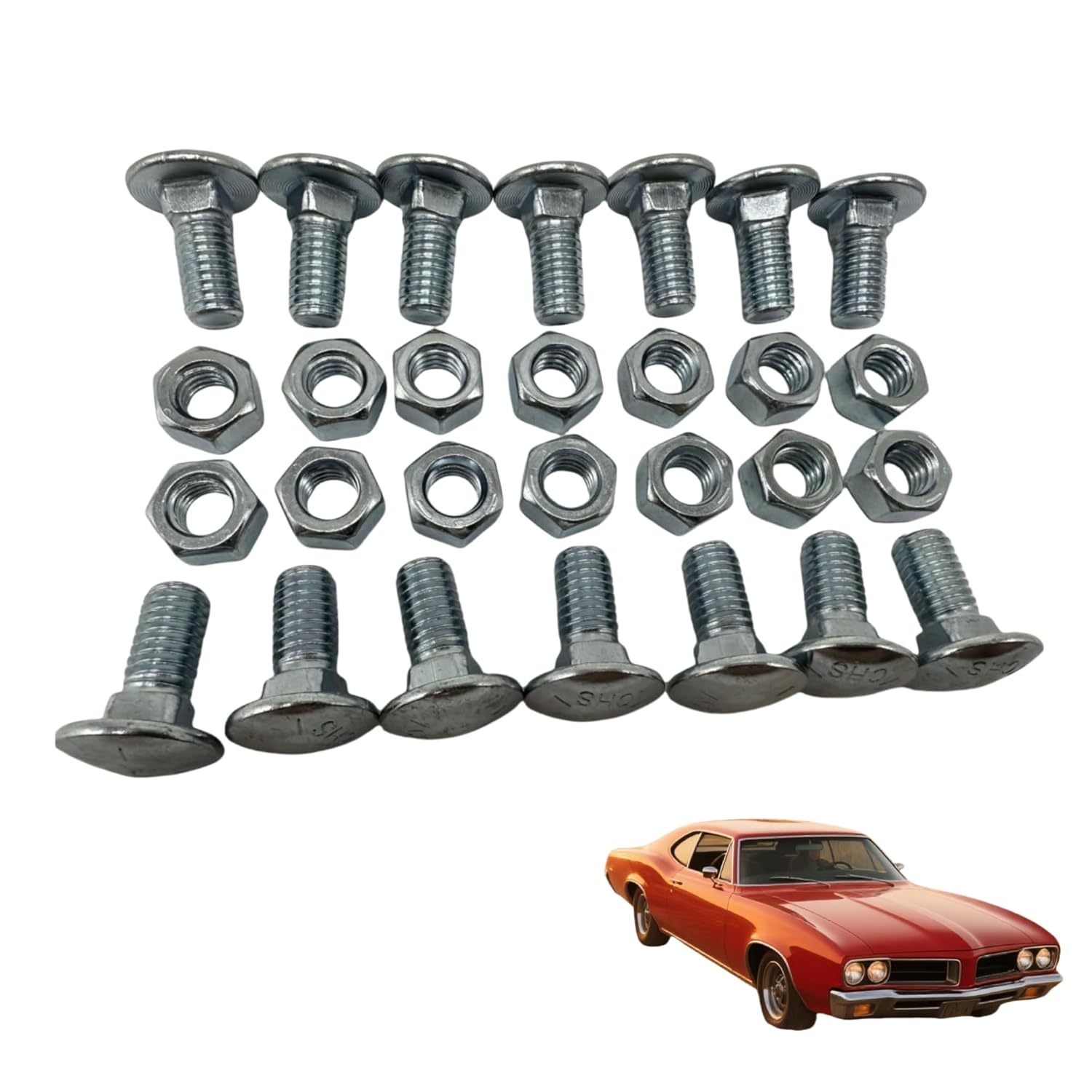 28-Pack Front & Rear Bumper Bolts Kit Stainless Cap for 1964-1972 Chevelle, Nova, Lemans, Cutlass,El Camino,Monte Carlo,GTO 4A00080-A
