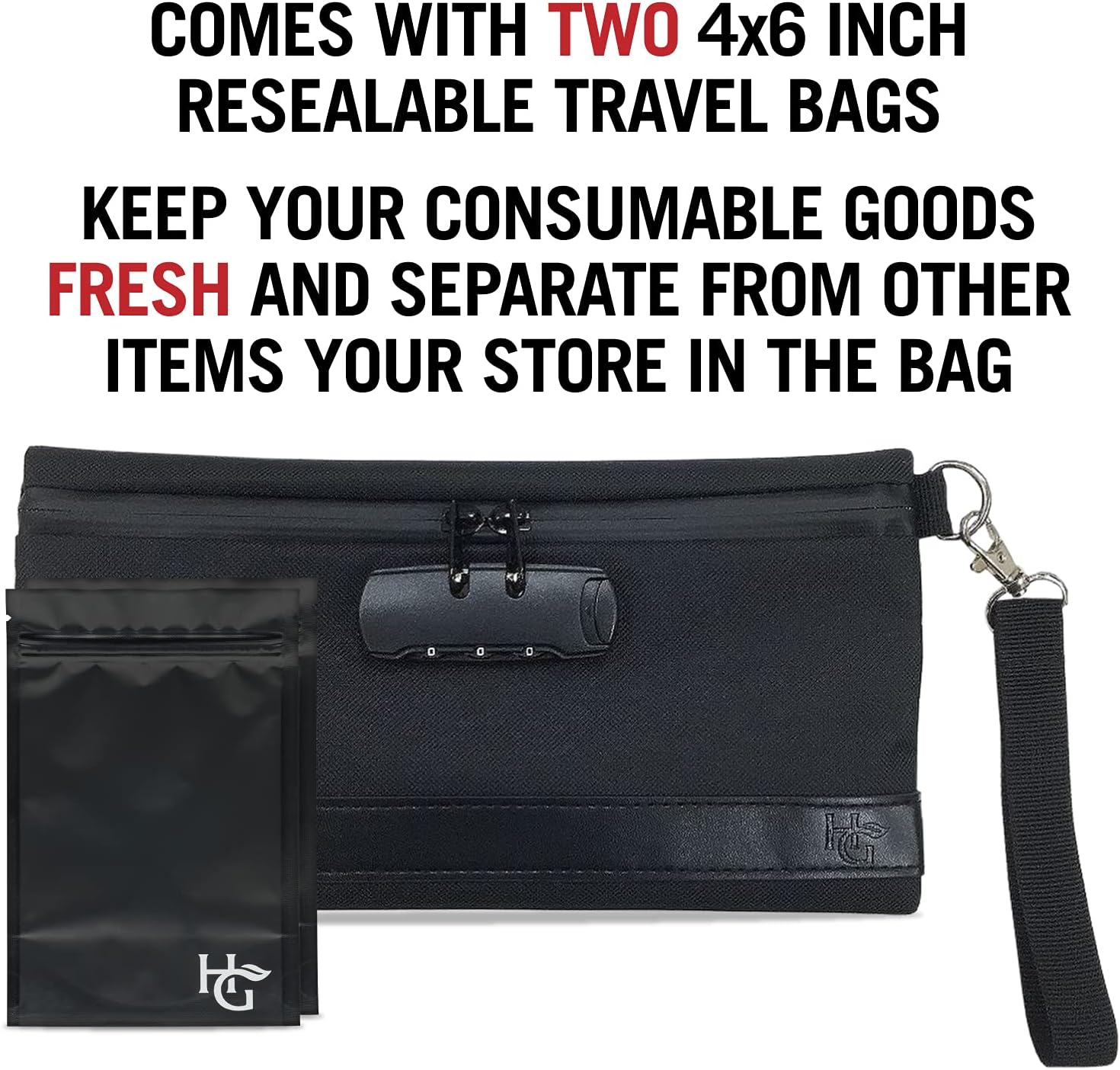 Herb Guard Smell Proof Bag with Built-In Combo Lock (11x6 inches, Holds 2 Ounces) - Locking Pouch Comes with 2 Resealable Bags to Keep Goods Fresh for Months