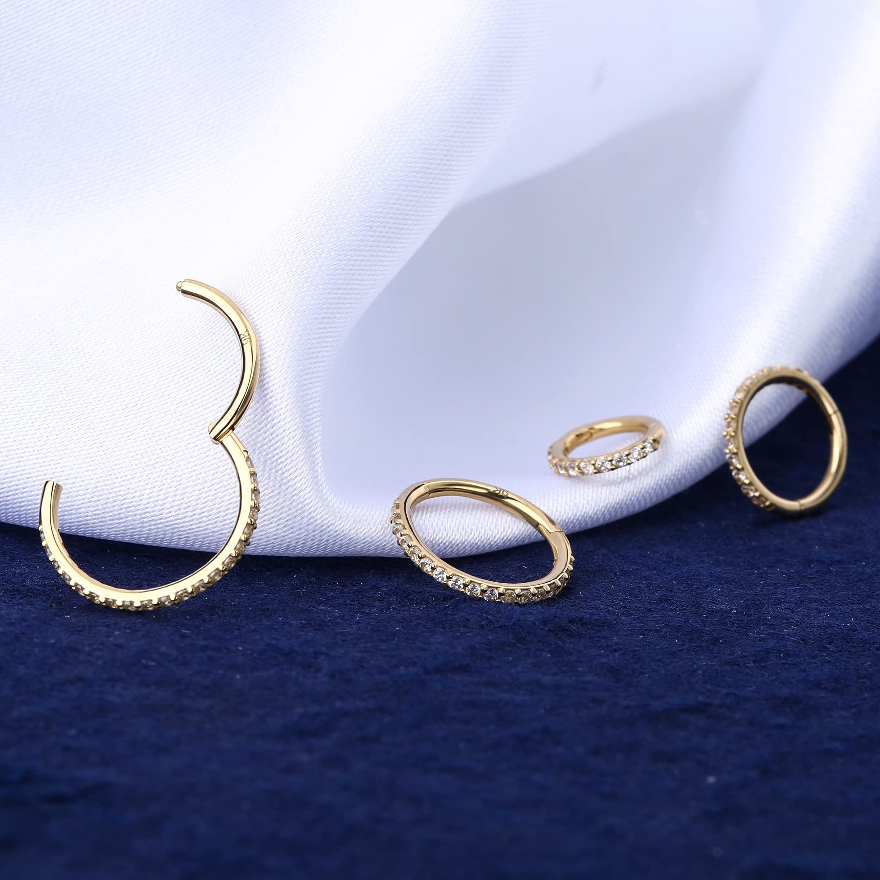 OUFER Helix Earrings 16G 9K Solid Gold Cartilage Earring Hoop Ring CZ Line Helix Earring Hoop Daith Rook Conch Piercing Earring Jewellery Nose Hoop Ring