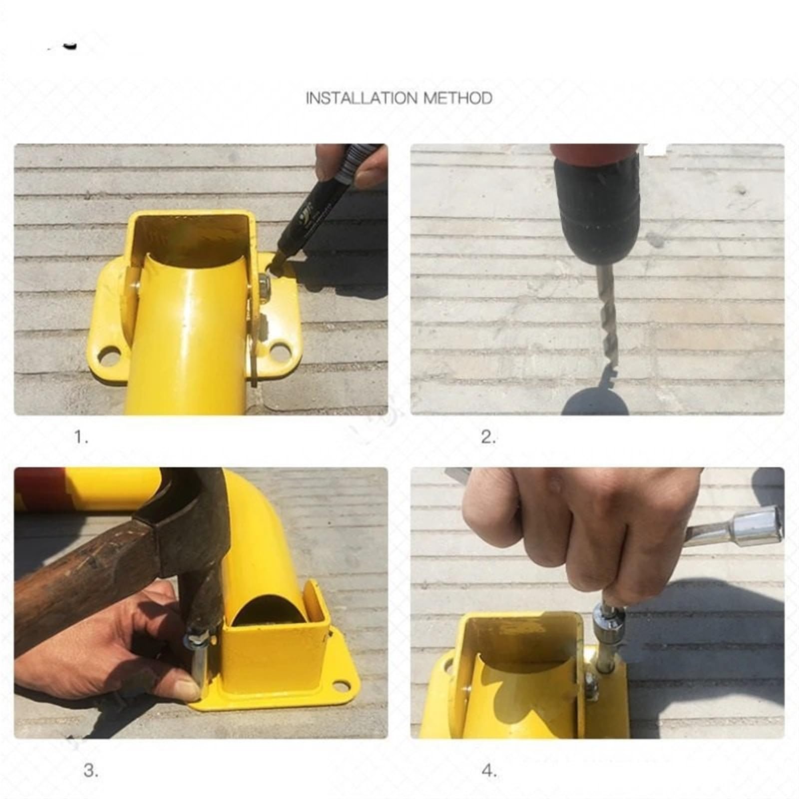 Radstopper Blockverriegelung Stahlrohr-Parksperre Dickes Antikollisionsportal Autogarage Belegungsstellplatzsperre Barriere CD50 Q01 Parkhilfe(80cm with lock)