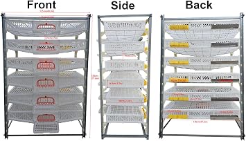 Quail Hutch Large Stackable Quail Cage for Indoor Use with 6 Layers Water Trough and Feeding Trough Easy Egg Collecting Cleaning and Care (Size: 125 x 70 x 182 cm/49.2 x 27.5 x 71.6 inches)