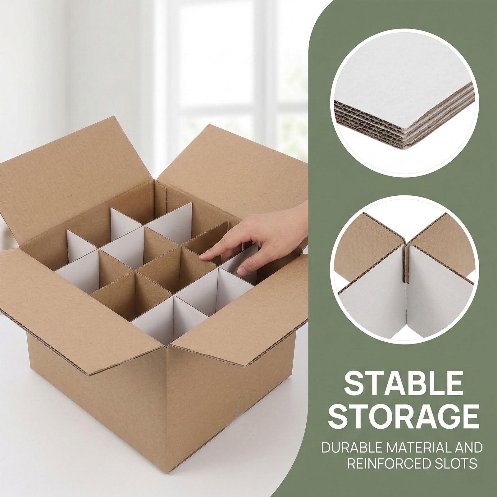LOPUNER 12 Stück Verpackungseinsätze für Glaswaren und Geschirr – Verpackung für Weingläser und Geschirr – Karton-Zwischenfächer – Kartoneinsätze und