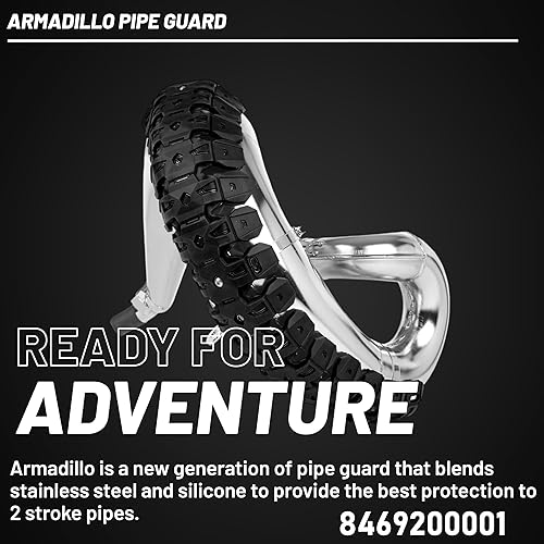Miniatura 3 de Polisport Armadillo - Protector de tubería - Negro, construcción ligera de PAABS, ajuste universal para tubos de escape de 2 tiempos, resistente al