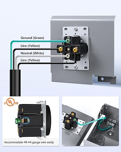 Miniatura 6 de SURAIELEC Caja de toma de corriente RV de 50 amperios, caja de alimentación eléctrica resistente a la intemperie de 125250 V para receptáculo RVEV,