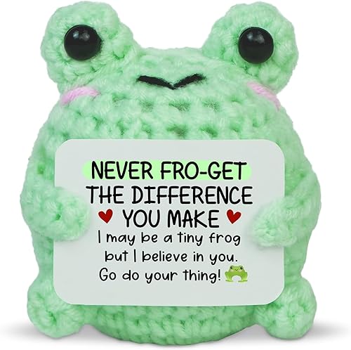 OASSIE Regalos de agradecimiento de Navidad para mujeres y hombres  Rana de ganchillo emocional positiva hecha a mano  Regalos de agradecimiento de