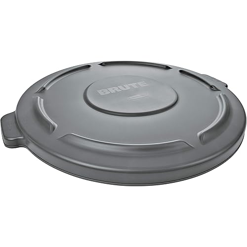 Rubbermaid Commercial Products BRUTE Heavy-Duty Round Trash/Garbage Lid, 20-Gallon, Gray, Outdoor Waste Container for Home/Garage/Mall/Office/Stadium/Bathroom