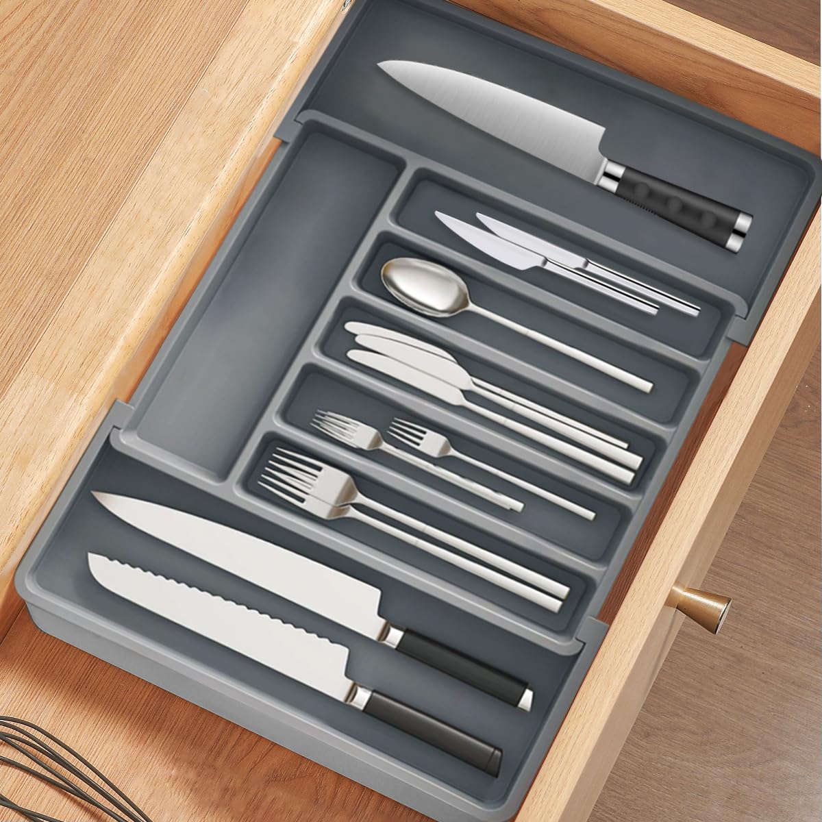 Range-Couverts Extensible Feyiubmen - Pour Tiroir De Cuisine - 2 Compartiments