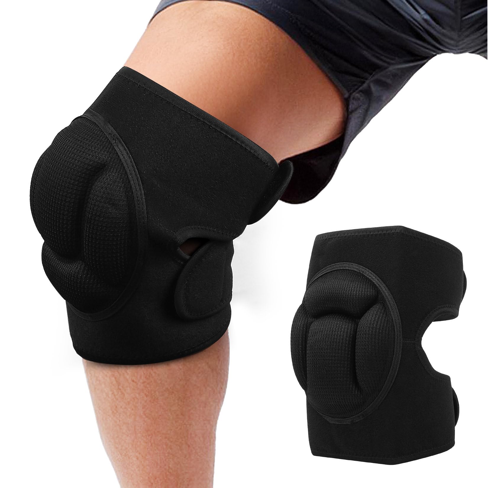 Aoyfuwell 1 PairKnee Pads Work, Kneepads for Work Knee Pads for Men Women, 20MM Thick Anti-Slip Collision Avoidance Garden Knee Pad Gardening House Cleaning Construction Flooring Sports（black）