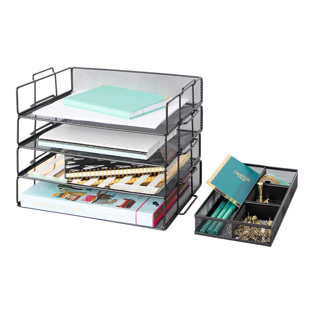 Blu Monaco Desk Organizers and Accessories Stackable Paper Tray 4