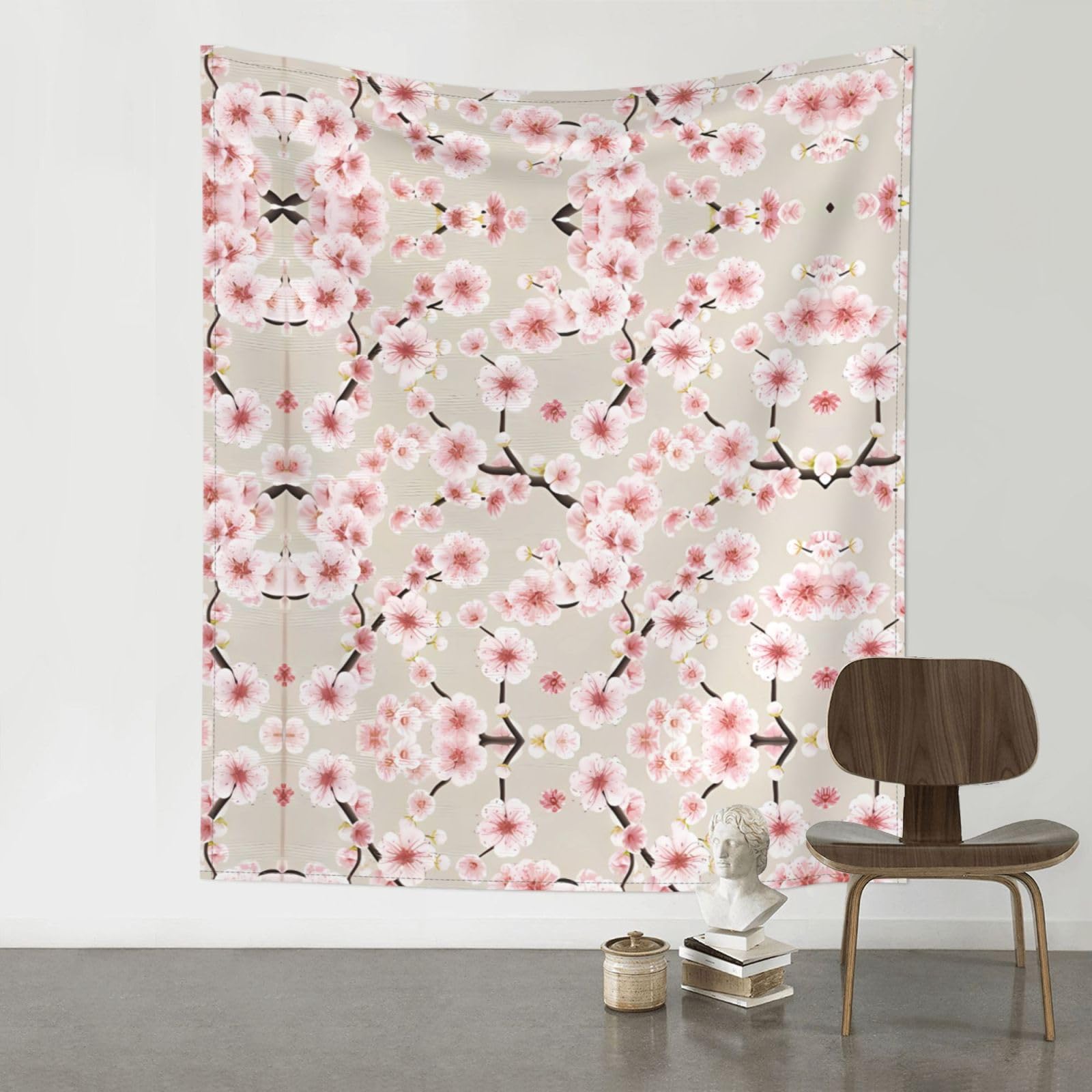 WHJSSF Pink cherry blossoms Prints Wall Tapestry 60x51in - Boho Decor Throw for Bedroom, Dorm, Picnic & Outdoor Adventures