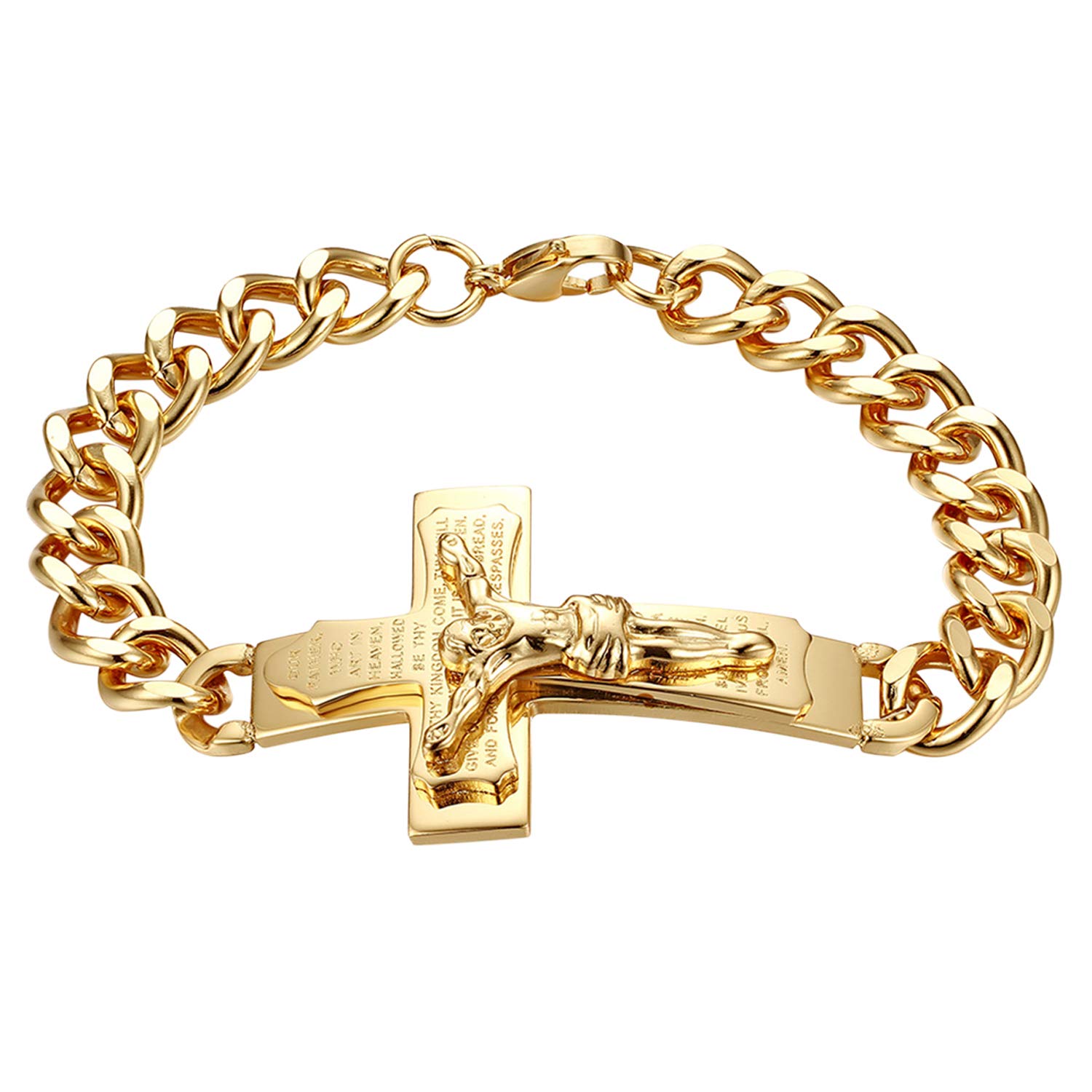 JewelryWe Bracciale Antistress Con Zircone E Croce – Acciaio Inossidabile Regolabile (Uomo/Donna)