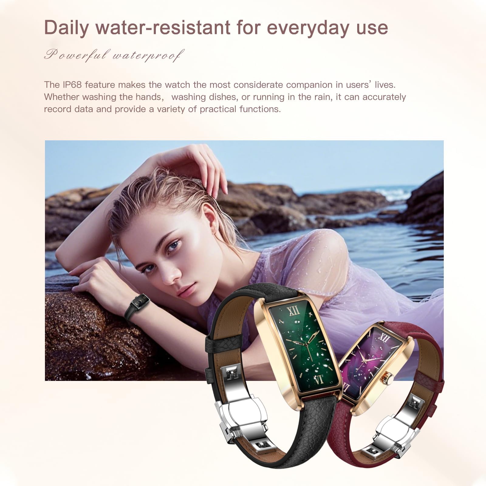 findtime Tracker de fitness élégant pour femme - Podomètre - Tracker d'activité pour femme - Avec moniteur de sommeil - Moniteur de fréquence cardiaque - Calorie - Suivi de distance