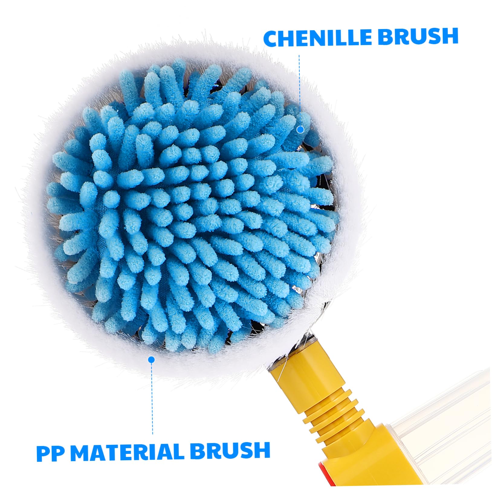 OUNONA Brosse de Lavage de Voiture Automatique Rotative Forte Absorption d'eau avec Manche Long en Chenille et PP Protège la Peinture, Nettoyage des Vitres et Sols