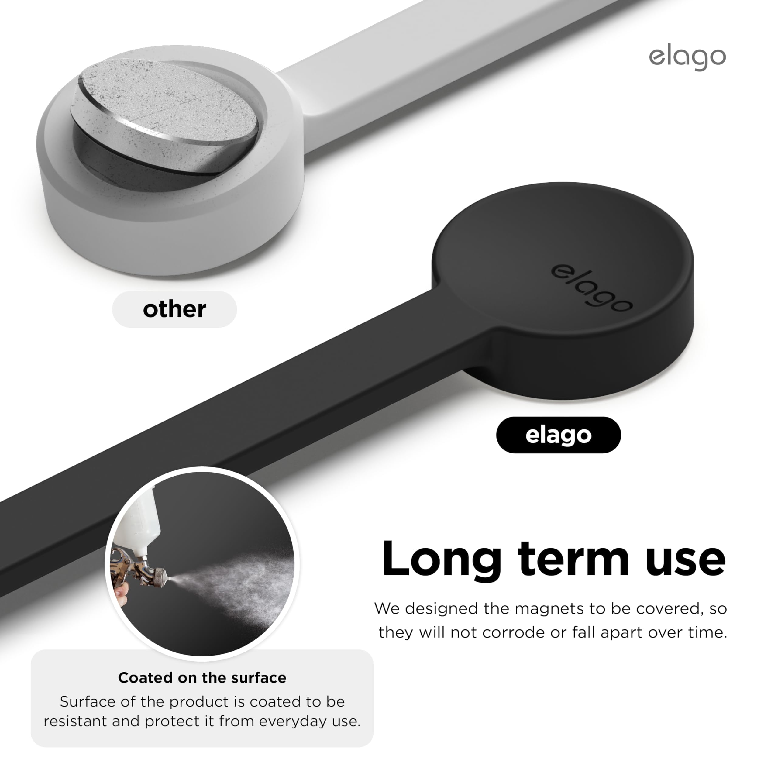 elago 3 Pack Magnetic Cable Ties, Premium Silicone Cord Organizer, Reusable Magnetic Cable Organizer (Black) - Image 4