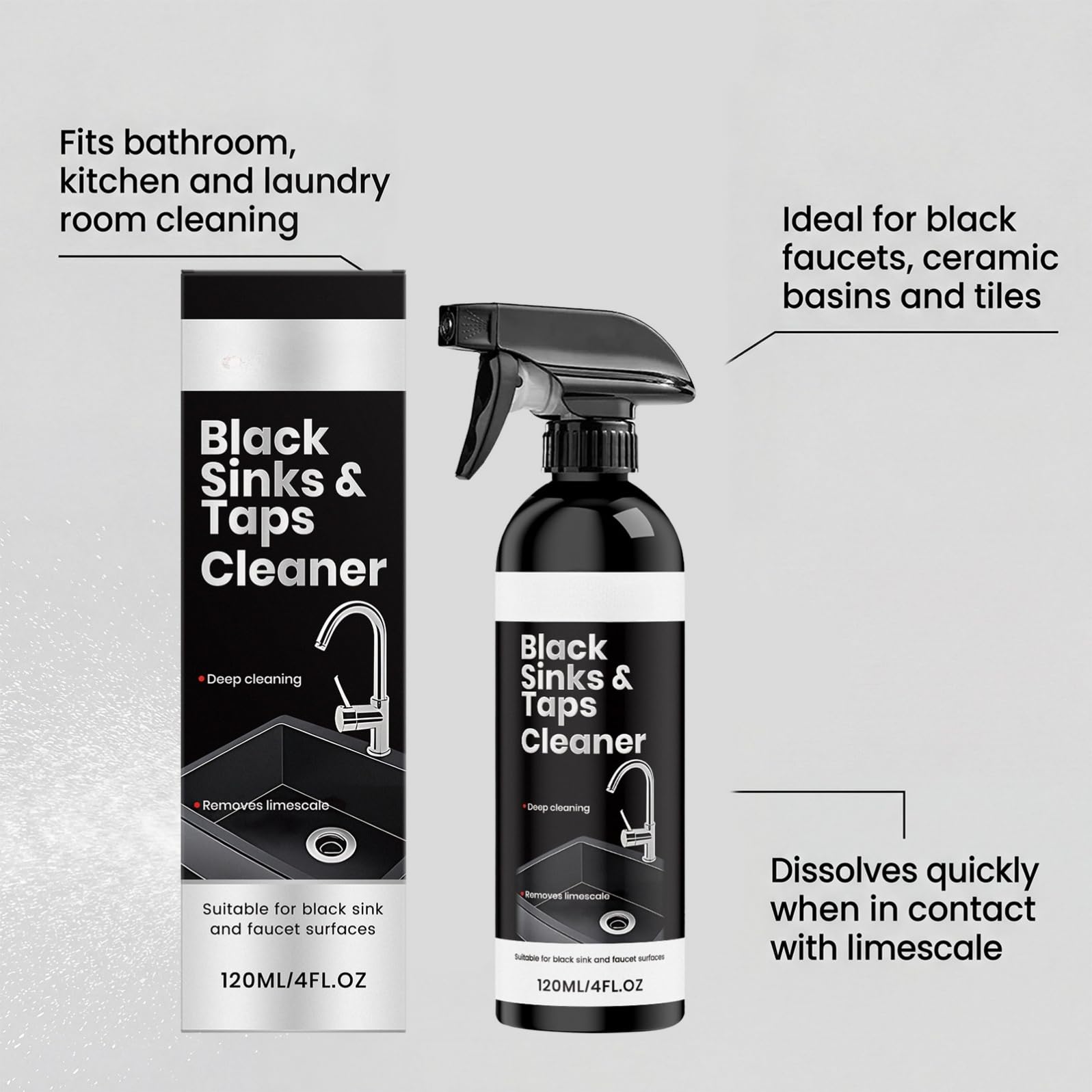 Limpiador de espuma multiusos para baño, potente quitamanchas de agua para azulejos y mamparas de ducha, elimina y previene la acumulación de cal en lavabos acrílicos y de piedra natural (5 unidades)