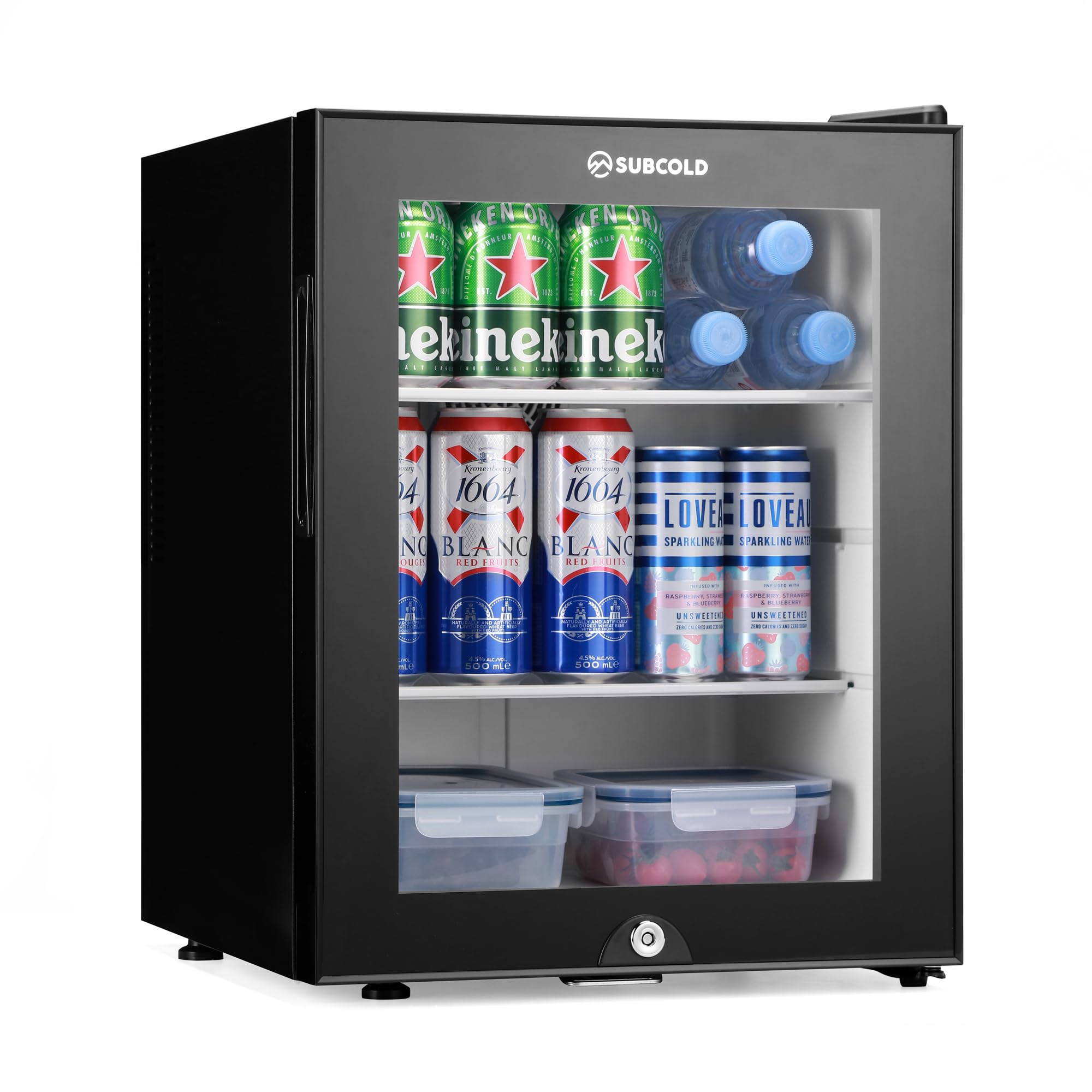 Subcold Aire30 LED Mini Fridge | 30L Table Top Model | Quiet Frost Free Fridge for Bedrooms & Hotels | Lockable with Solid door & interior LED light (Black) — view 14
