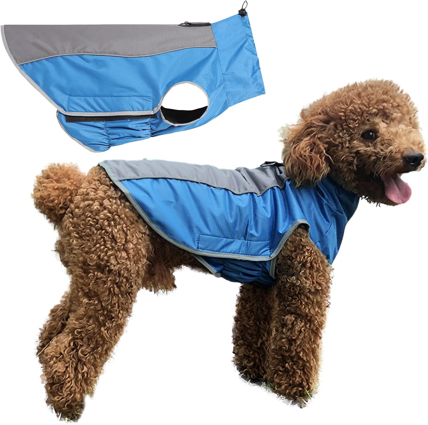Winter Dog Coat Reflective Waterproof Windproof Warm Dog Turtleneck Clothes for Cold Weather Polar Fleece Lining Doggie Outdoor Jacket Adjustable for Small Medium Large Dogs(CFY01-blue-xxxl) : Pet Supplies