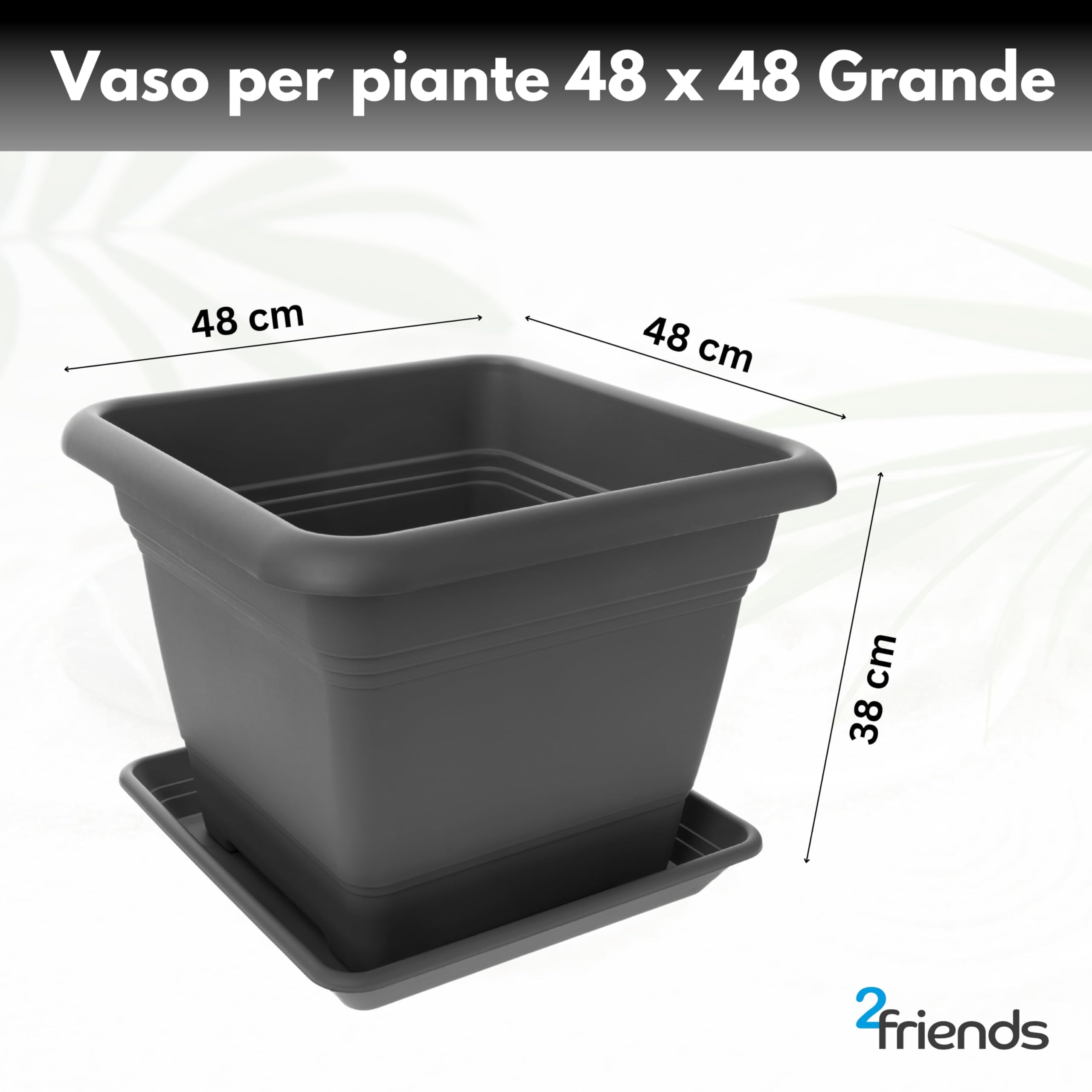 2friends Vaso per piante grande antracite XXL, set di 2 unità per esterno, resistente e moderno per giardino e terrazzo