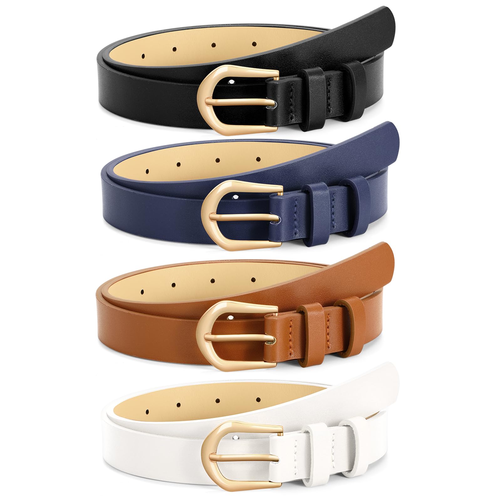 VONMELLI 4 Pack Thin Leather Belt