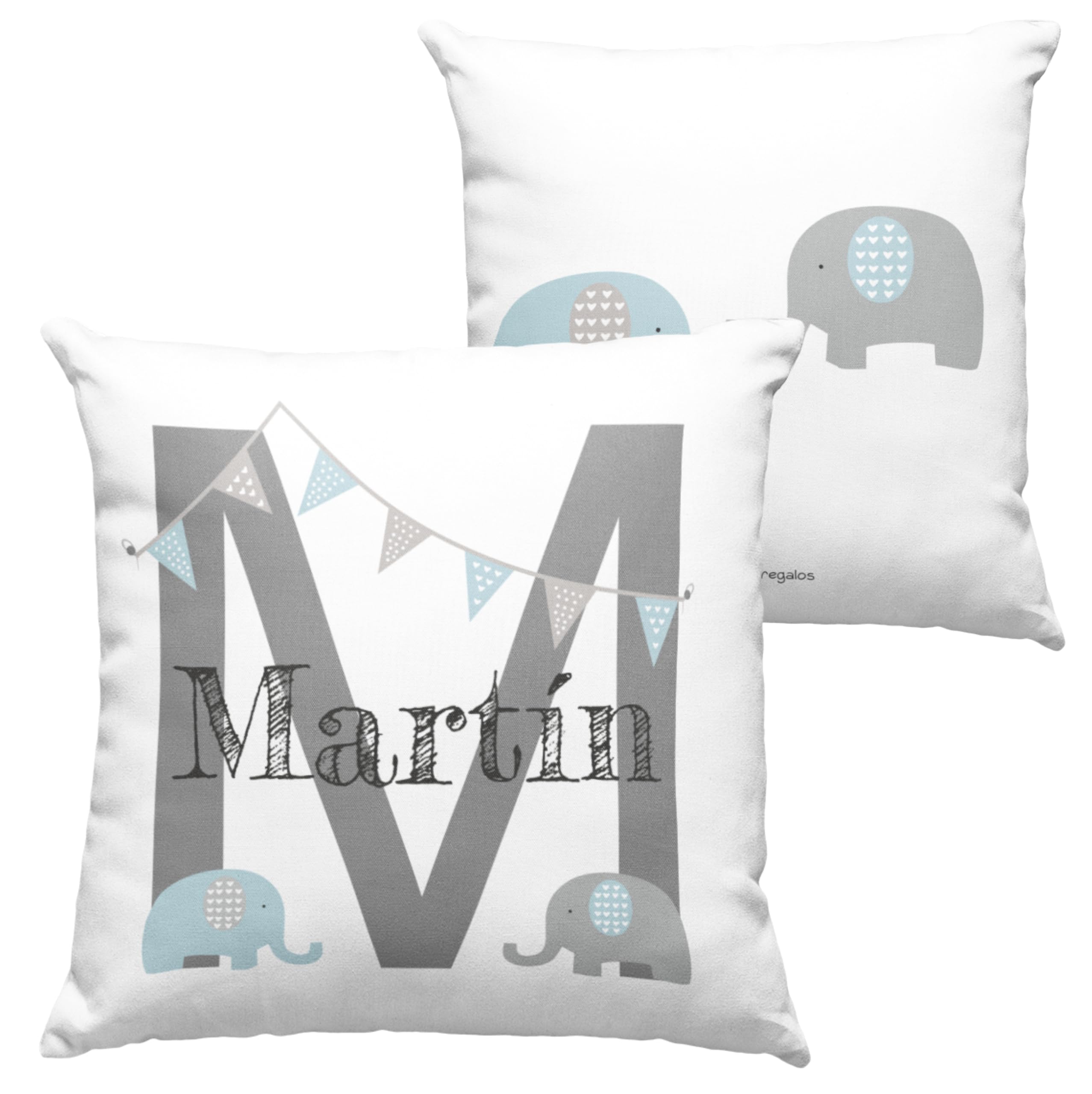 Worfull Regalos Cojín Personalizado con Nombre - Cojín para guardería - Vuelta al Cole - Regalo Original - diseño Inicial Gigante y Nombre.