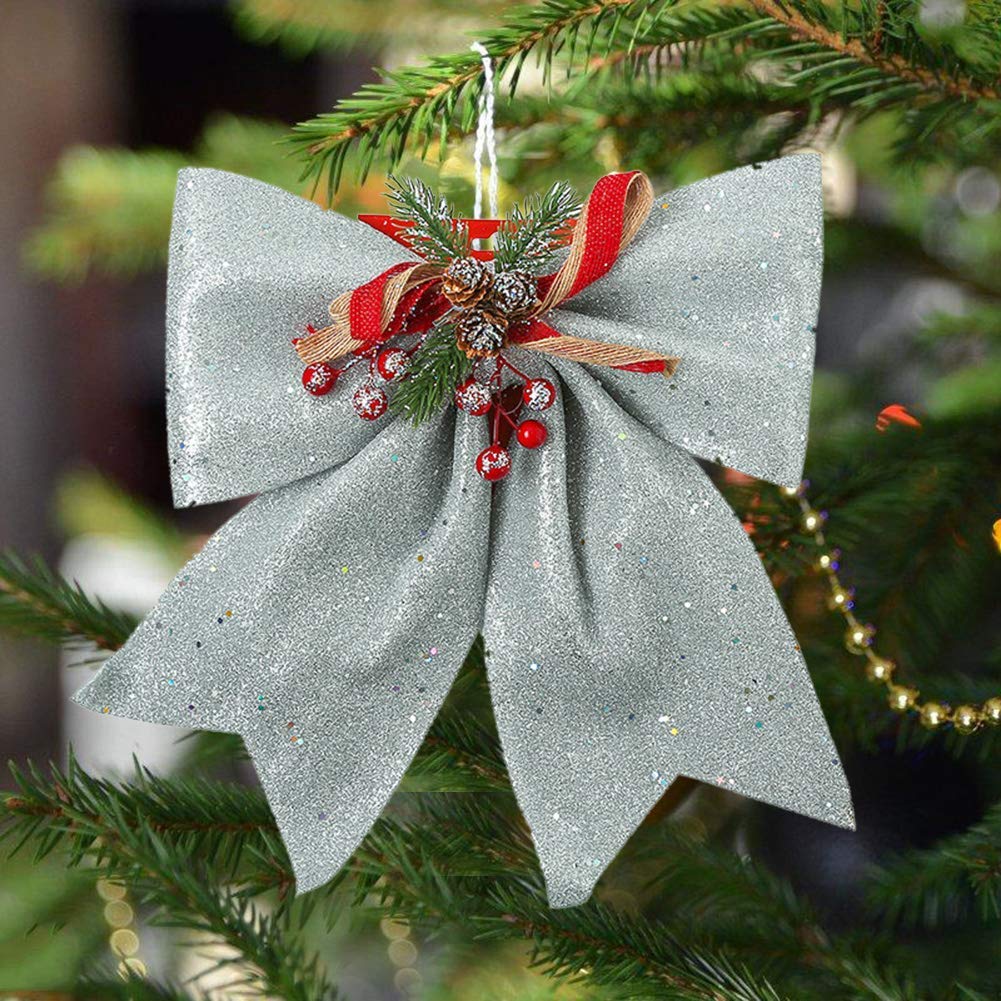 4 Piezas Grandes Arcos navideños Rojos Arcos Decorativos navideños con Gran Lazo navideño para Regalos Guirnalda Guirnalda árbol de Navidad Decoraciones navideñas
