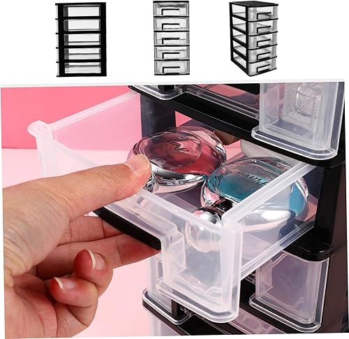 Miniatura 5 de 1 juego de gabinete de almacenamiento de plástico tipo cajón armario 5 cajones mini contenedores de almacenamiento con cajones para la oficina