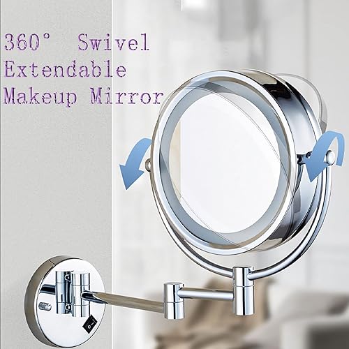 Miniatura 4 de Espejo de Maquillaje Montado en la Pared, Espejo de Tocador, 1X/10X Aumento Espejo CosméTico, 8 Pulgad Espejo de Maquillaje, Rotación de 360° Dorado
