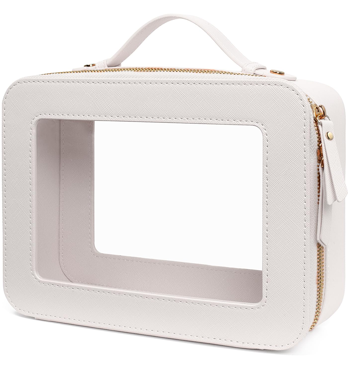 LETGO Clear Makeup Bags - TSA Approved Toiletry Bags with Zipper, Makeup Organizer for Carry-on Travel Essentials, Cosmetic Bags for Women &amp; Men (Large White)
