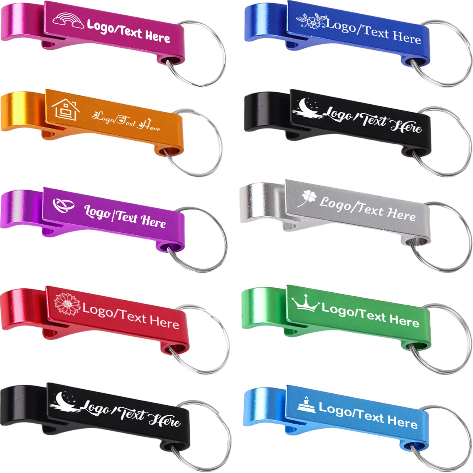 KoelntDIY 20pcs Personalized Bottle Opener Custom Keychain Bulk Customized Engraved with Text/Logo Aluminium Bottle Opener for Bar, Restaurant, Wedding Favors Gift