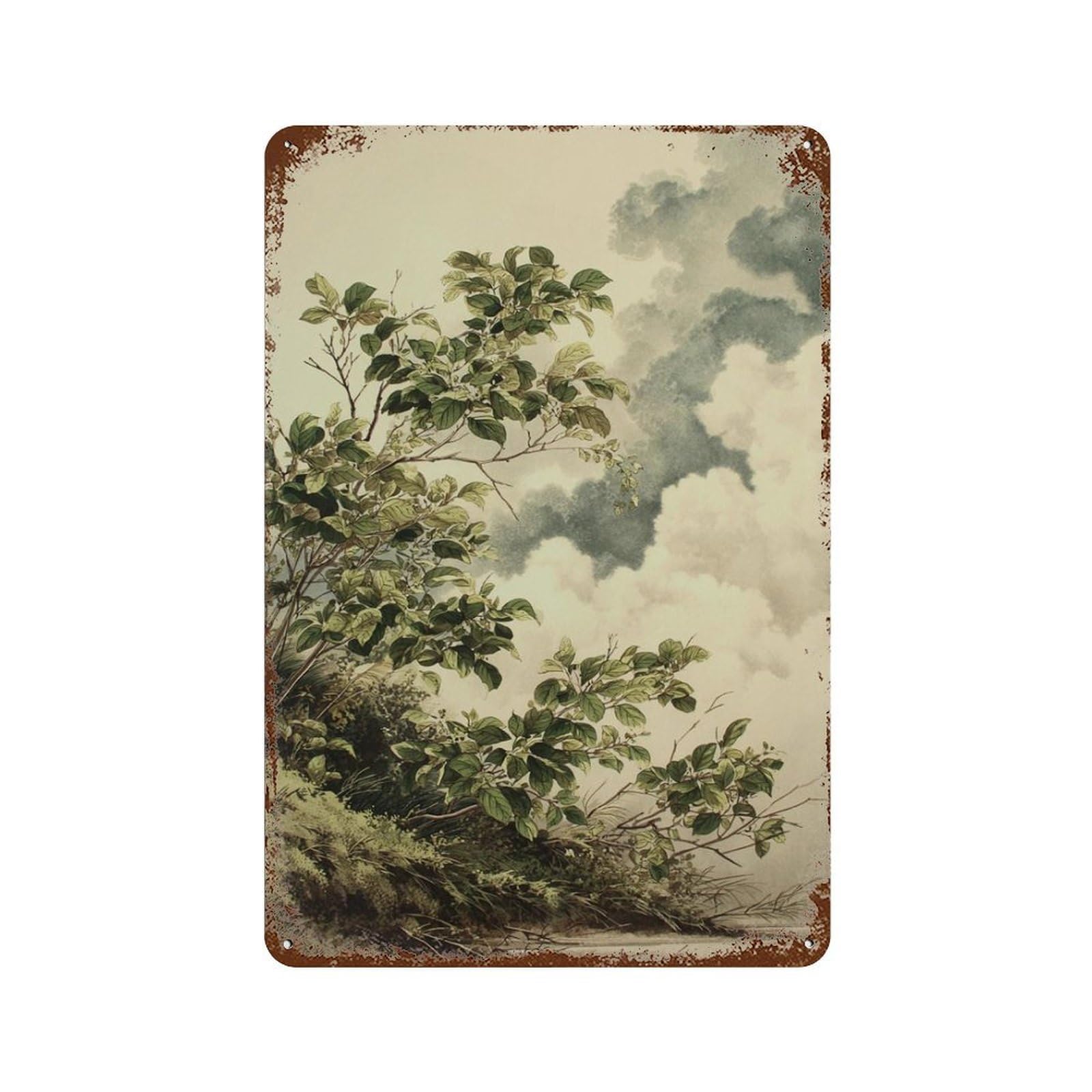 xiaoxiaoshen Misty Forest Landscape Nature Green Woodland Wall Decor Art Metal Tin Poster Modern Home Decor Art Home Bar Shop Decorations Vintage Sign 30x20cm