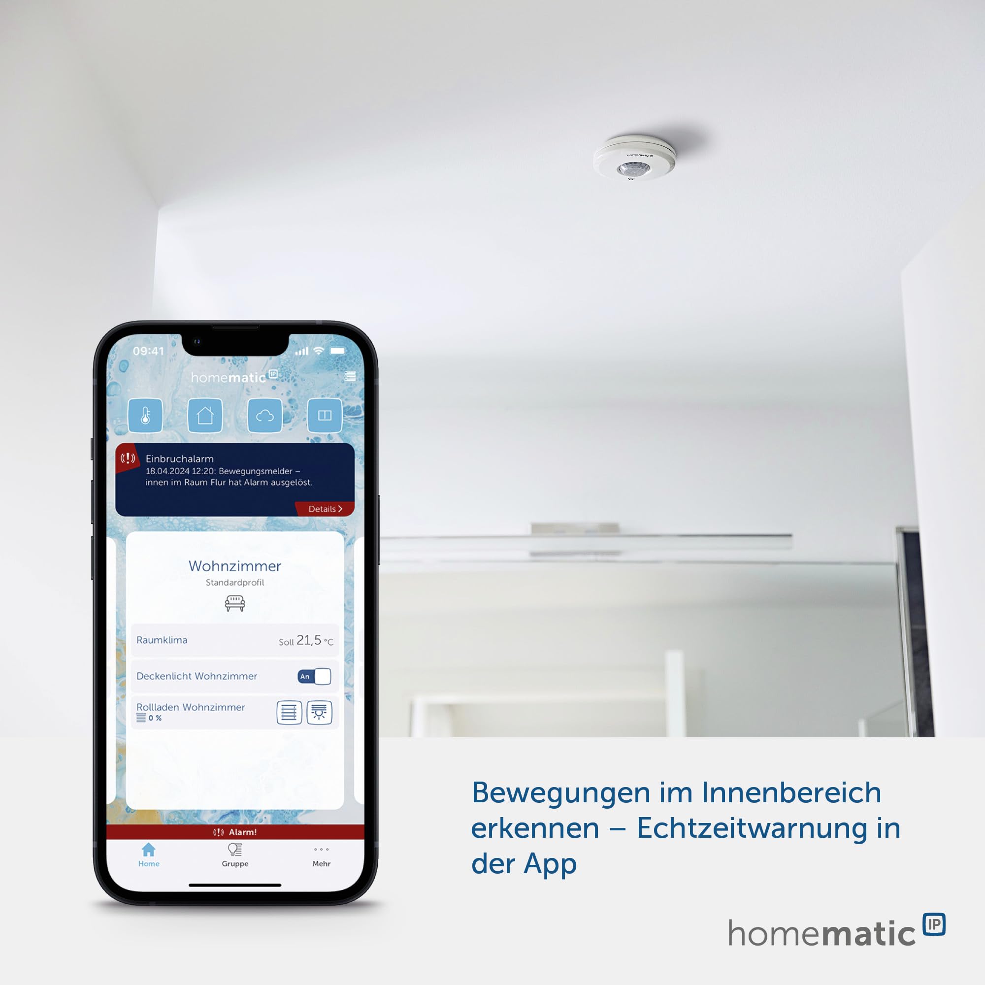 Homematic Ip Smart Home 150587A0 Czujnik Obecności Wewnątrz, Inteligentny, Hmip-Spi, Biały | Smart Home, włącza światło podczas ruchu, precyzyjne wykrywanie ruchu, oszczędność energii, biały, 150587A0