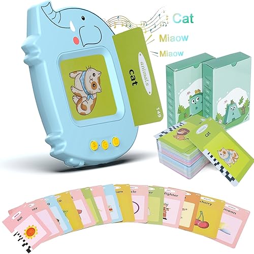 TYCEELY Tarjetas didácticas parlantes de bolsillo para niños pequeños de 1, 2-4, 5, 6-8, Pocketspeech, tarjetas de vocabulario de bolsillo de doble