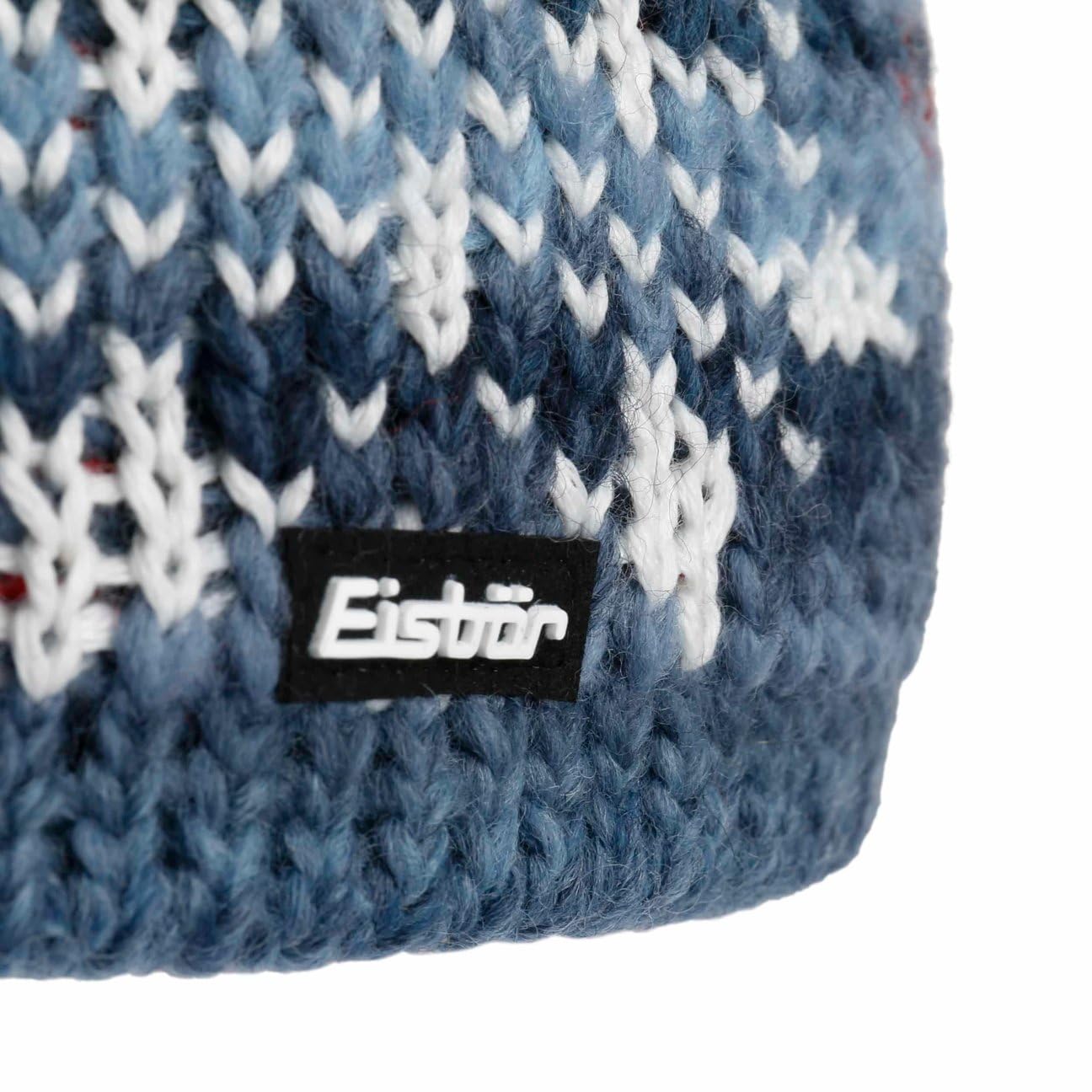 Eisbär IKE Pompon Beanie Mütze Strickmütze Wollmütze Wintermütze Damen/Herren - Made in the EU mit Umschlag, Umschlag Winter Herbst-Winter