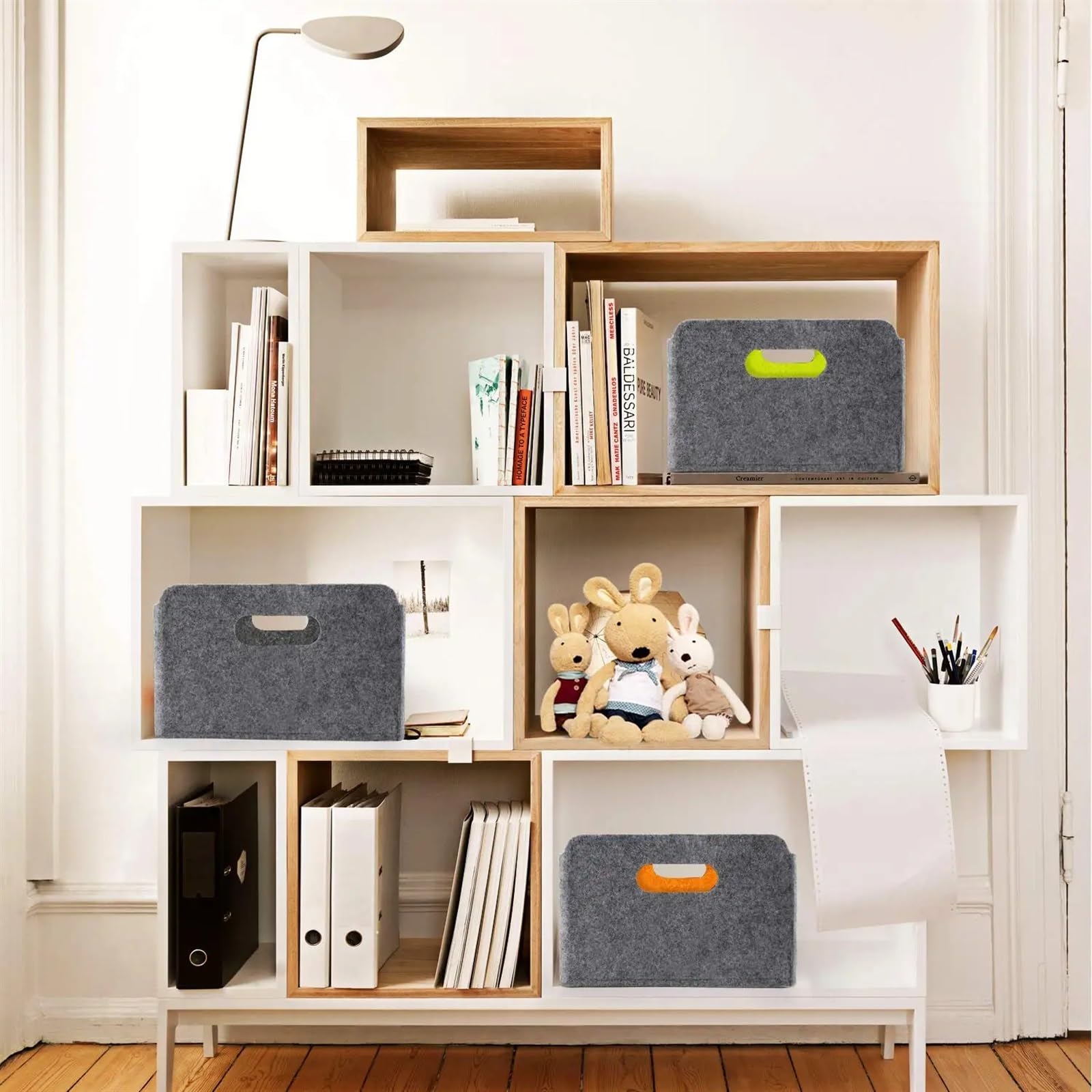 3/6 stücke Lagerung Korb Filz Faltbare Schublade Organizer Bin Cube Regal Kleine Box for Kinder Spielzeug Bücher Kleidung Büro Schrank organisieren Für Die Aufbewahrung Im Kleiderschrank(Green,6pcs)
