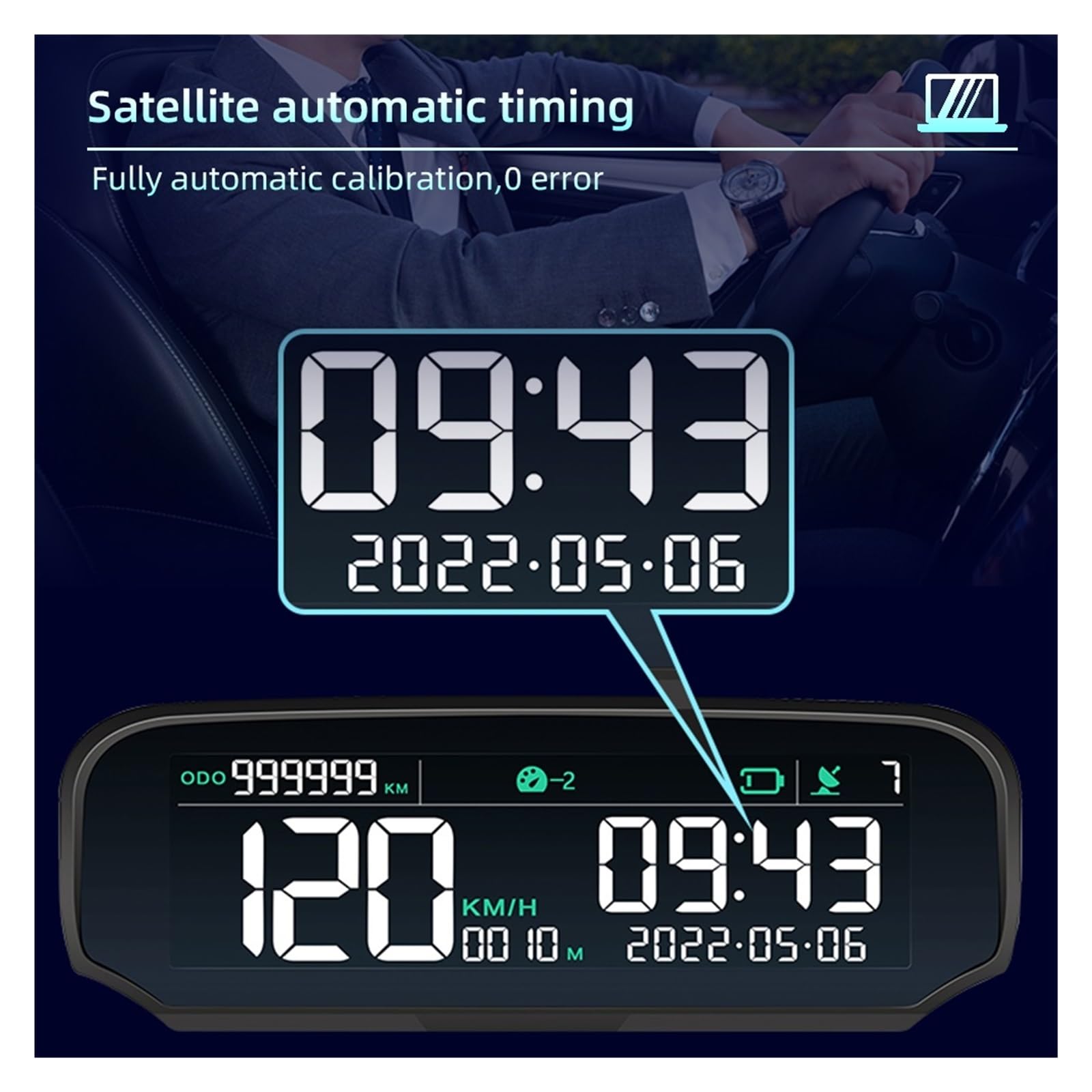 Wyświetlacz GPS Do Samochodu Zasilanego Energią Słoneczną Zegar Cyfrowy Prędkościomierz Alarm Przekroczenia Prędkości Alarm Zmęczenia Podczas Jazdy Wysokość Przebieg Wyświetlacz