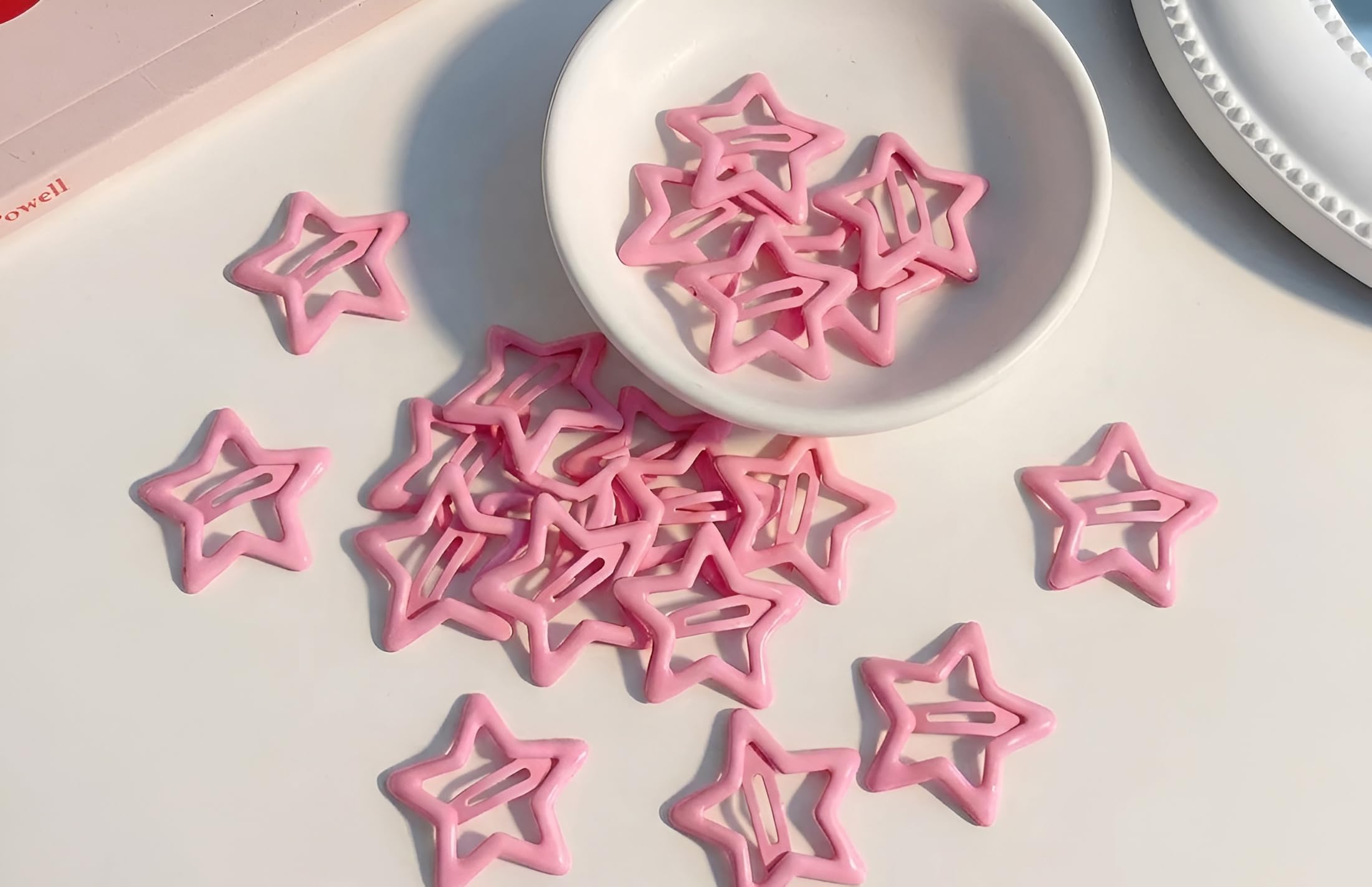 50-Piece Pastel Pink Star Hair Clips – Cute Aesthetic Snap Barrettes-image-22