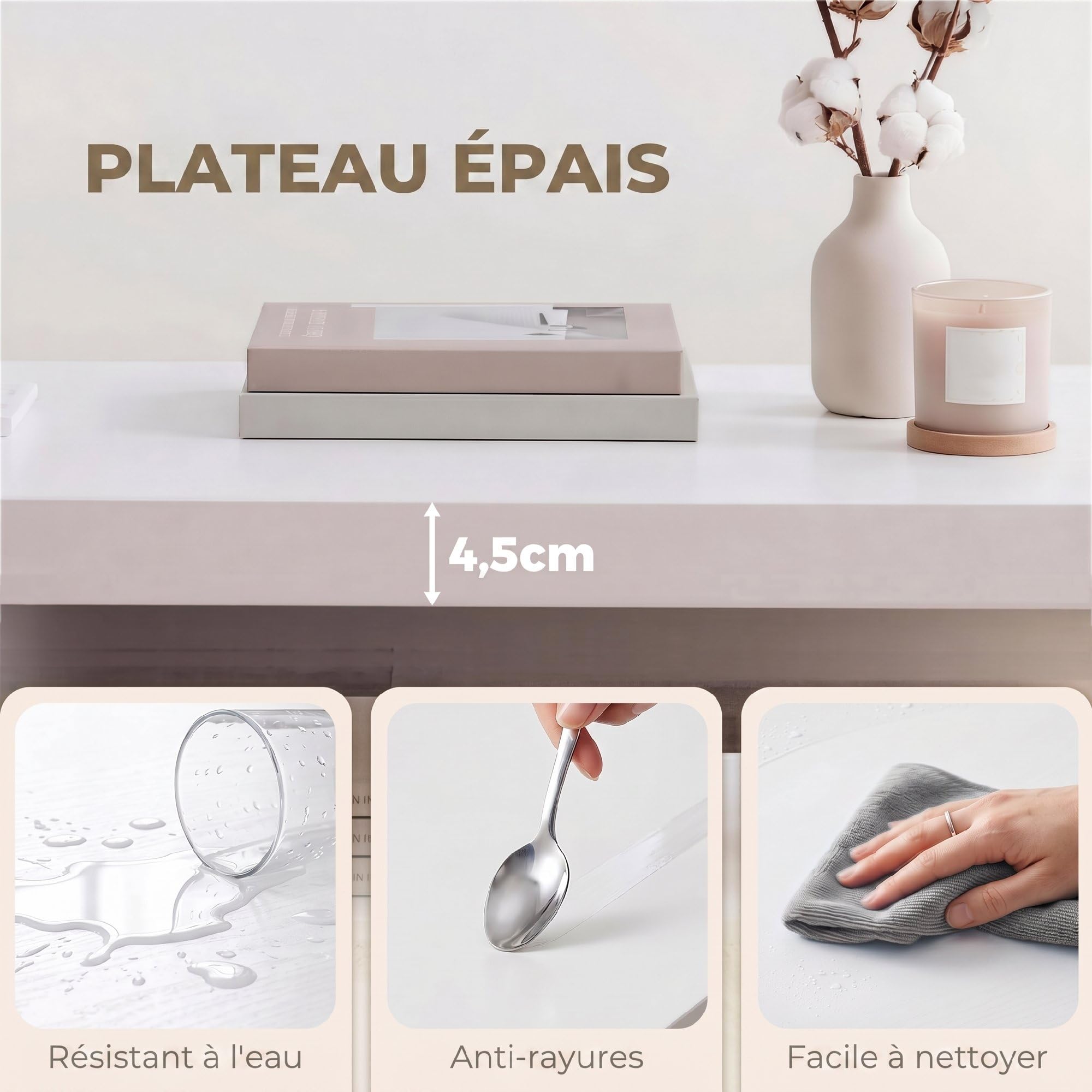 HOMCOM Table Basse de Salon avec 2 Niveaux 90 x 45 x 44,5 cm Blanc
