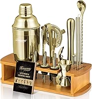 Vista 1 de KITESSENSU - Juego de coctelera con soporte, para barman, juego de mezclador de bebidas con todas las herramientas esenciales de accesorios