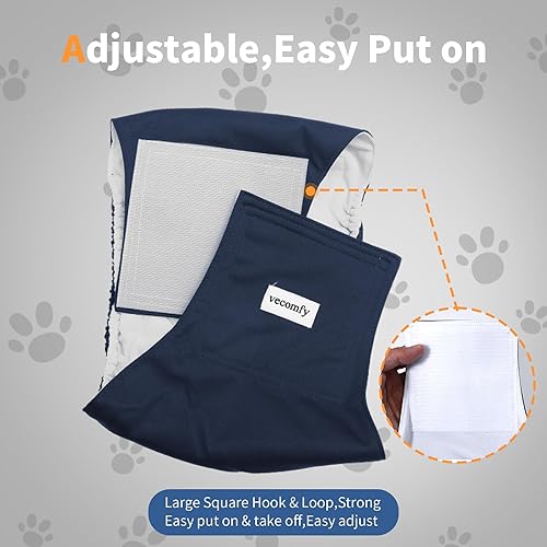 Miniatura 8 de Vecomfy Bandas para el vientre para perros machos (paquete de 5), pañales de primera calidad, lavables, reutilizables, para cachorros pequeños, a