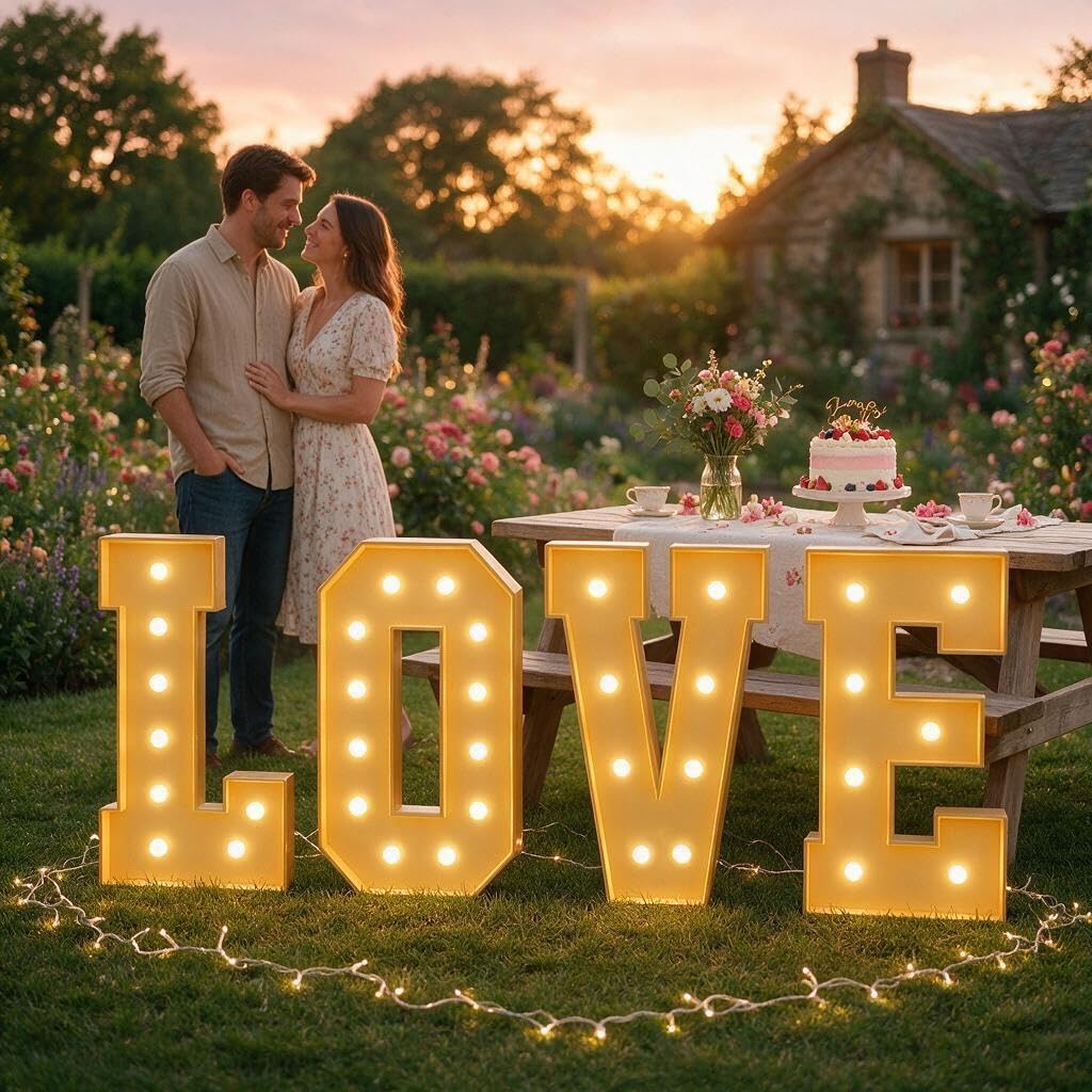 LOVE Leuchtbuchstaben Marquee Hochzeit Verlobung Heiratsantrag Deko | KT-Schaumplatte Vorgecutt, Leichter Aufbau, Kabellos, Leicht, for Polterabend Deko(Cool white,100cm)