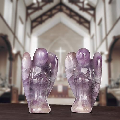 Miniatura 3 de Artistone Estatuas y figuras de ángel de cristal de amatista, bolsillo de gemas talladas, piedra curativa de ángel de la guarda, regalos para