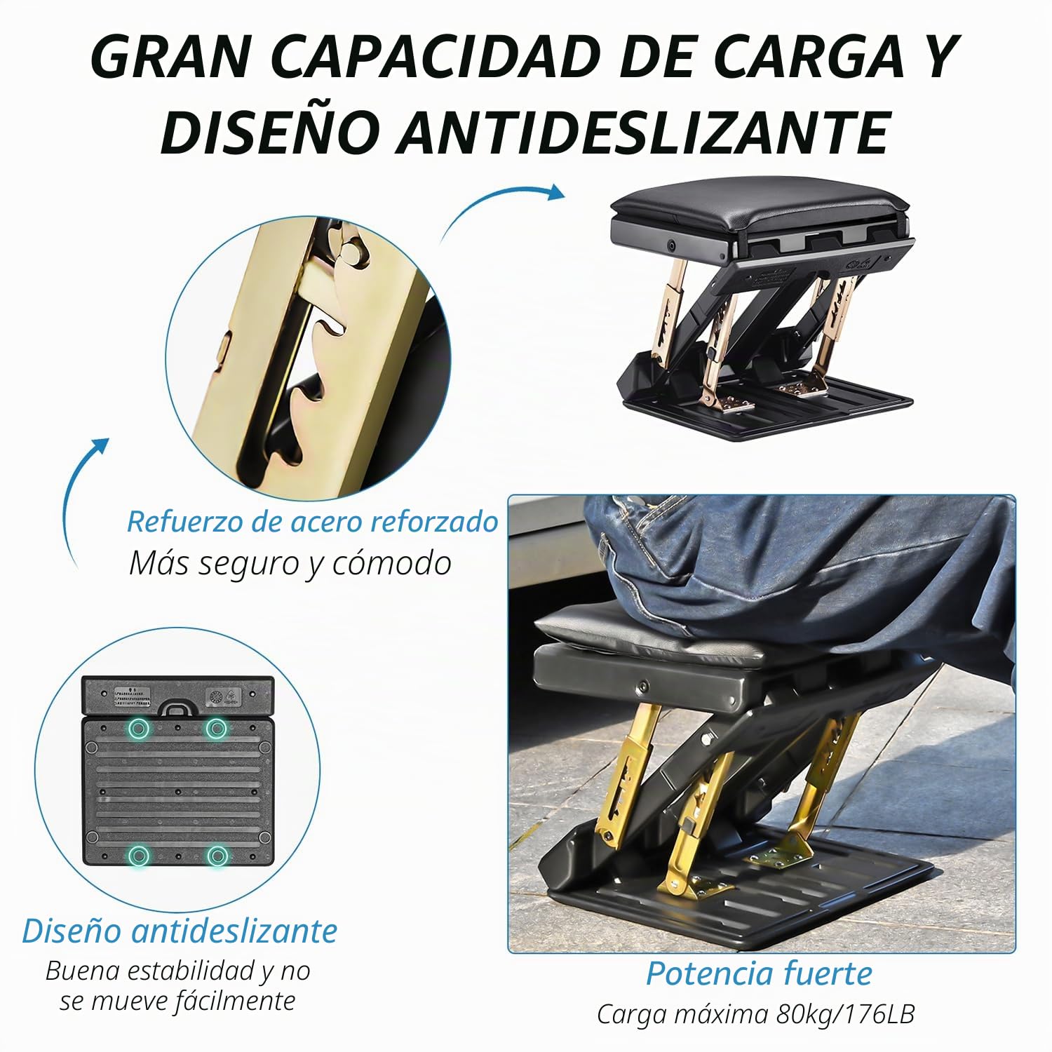 Reposa Pies Trabajo Oficina, 4 Niveles de Altura Ajustable, Reposapiés Ergonómico Plegable, con Almohadilla de Reposapiés Suave Extraíble Diseño Ergonómico para Espalda Rodilla