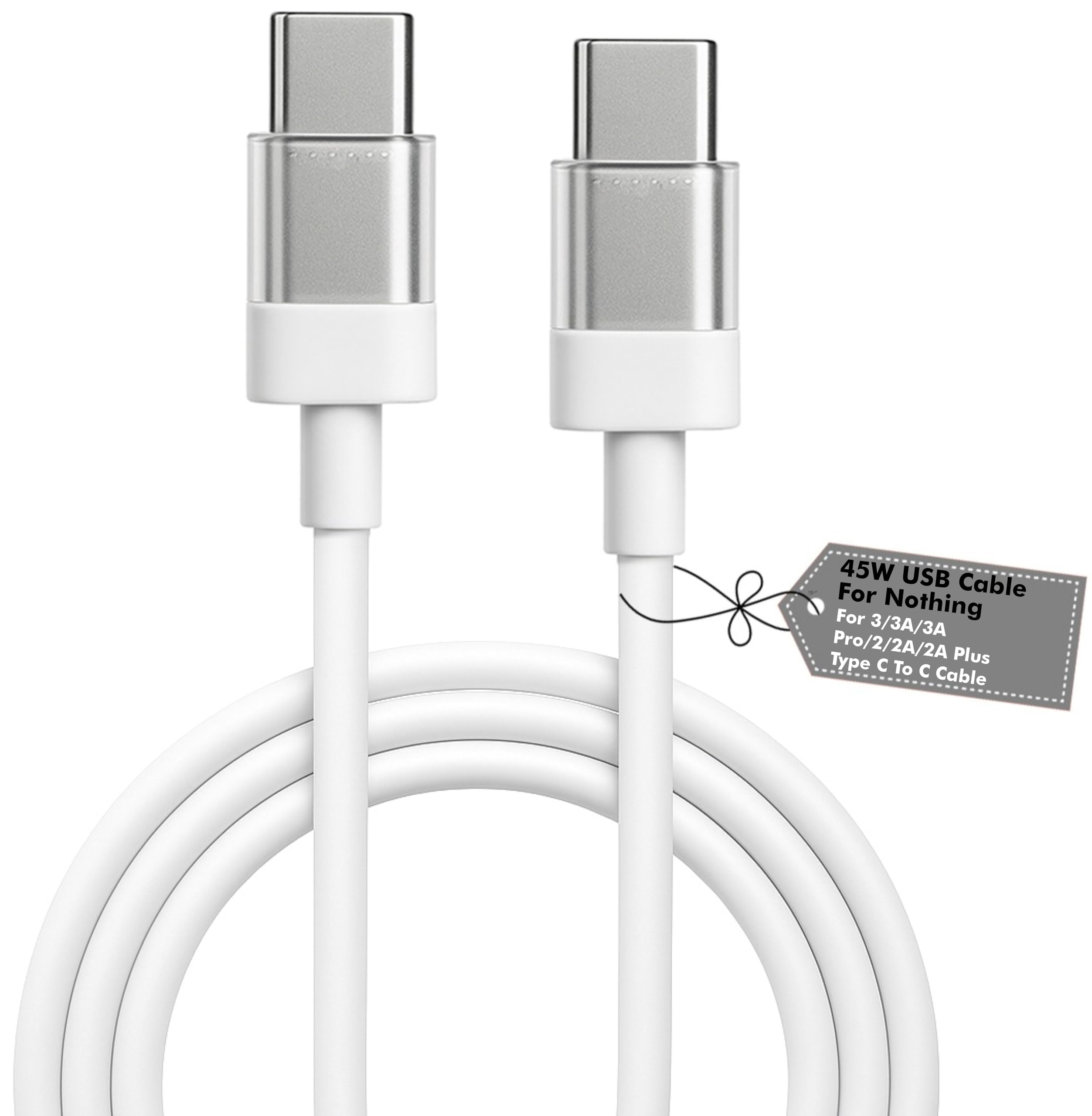 AINE 45W USB-C to C Fast Charging Cable compatible with Nothing Phone 3A 3A Pro 2A Plus 2A CMF Phone 2 Pro CMF Bud Laptops & More |White | Original Charging Speed