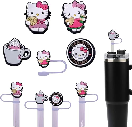 Tapa de popote para copa Stanley, cubierta de paja para gatito, compatible con vaso de 30 y 40 onzas con asa, tapas de puntas de popote