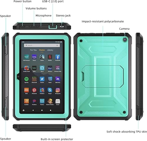 Miniatura 9 de DJ&RPPQ Funda para tablet infantil, a prueba de golpes, ligera, para tablet 8, color rojo
