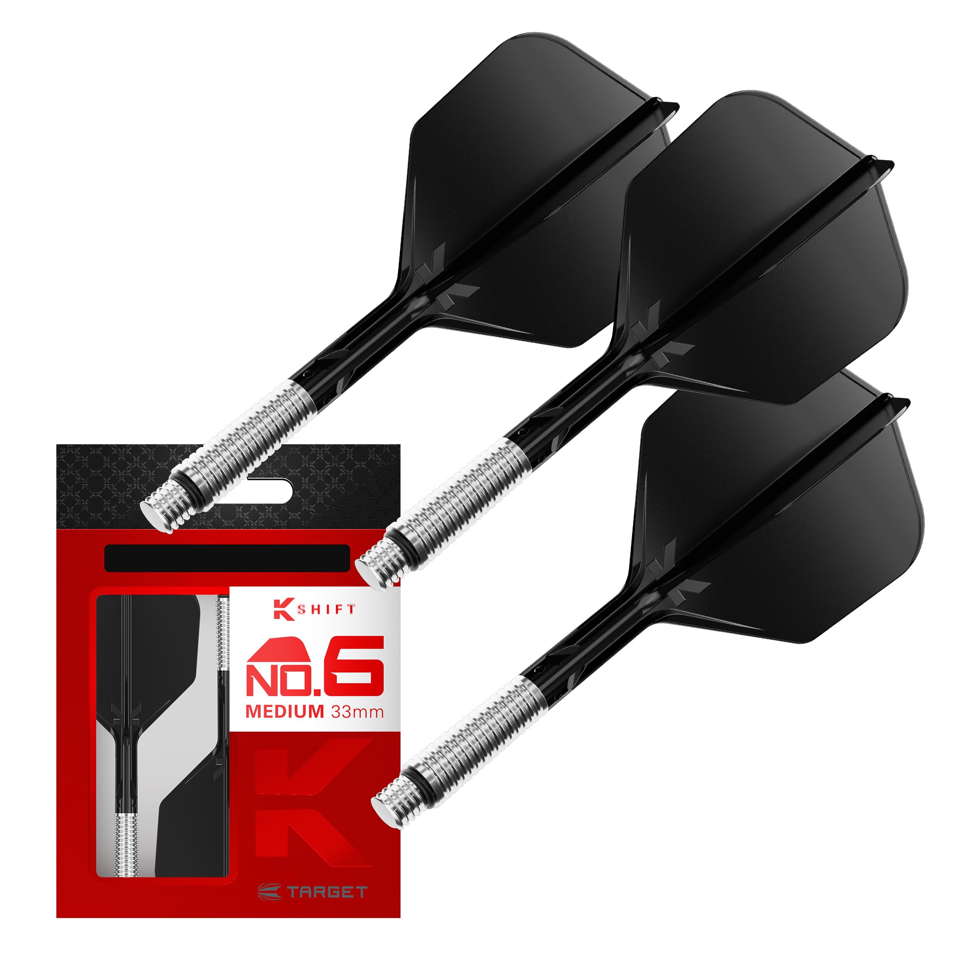 Target Darts K-Shift N° 6 Intégrés Vols et Arbres | K Shift N° 6 Système Vol et Arbre, Blanc/Transparent/Noir – K-Flex Court/Intermédiaire/Moyen Shift Spin Base, Accessoires Fléchettes Professionnels