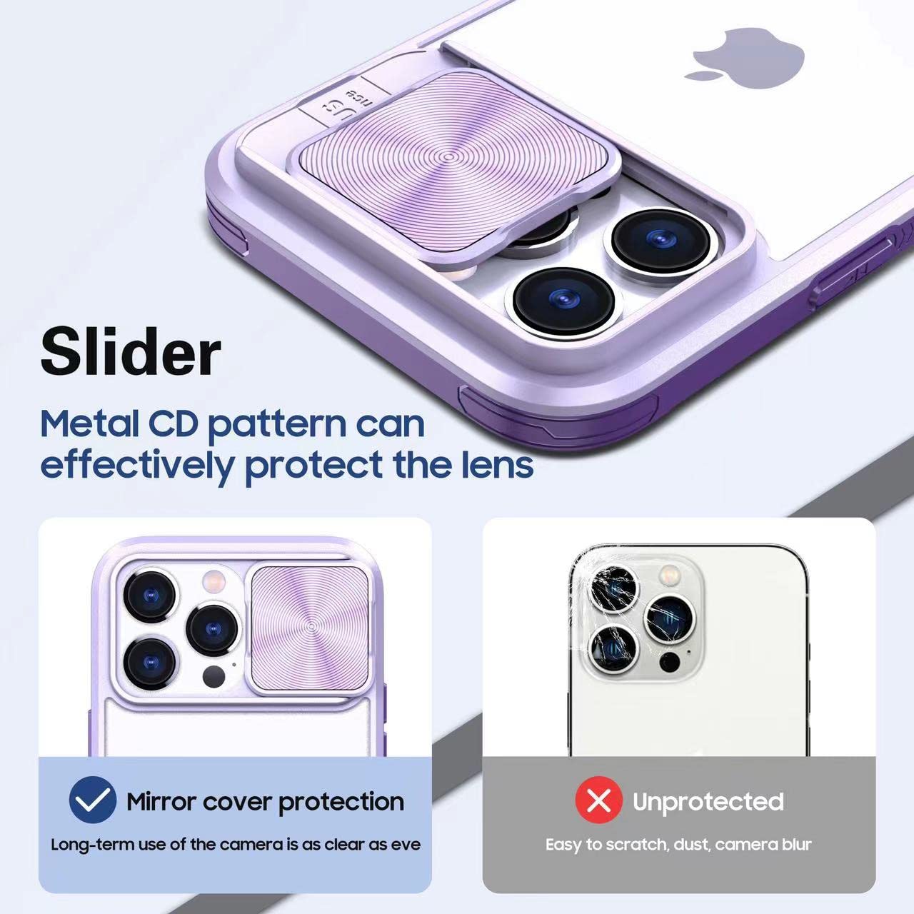 LIUKM Cover per iPhone 13 Pro Max Custodia, Scorrevole Protezione Fotocamera Ultra Sottile Leggero Hard PC Back Cover e TPU Bumper Protettiva Case [Antiurto Antiscivolo AntiGraffio] - Nero