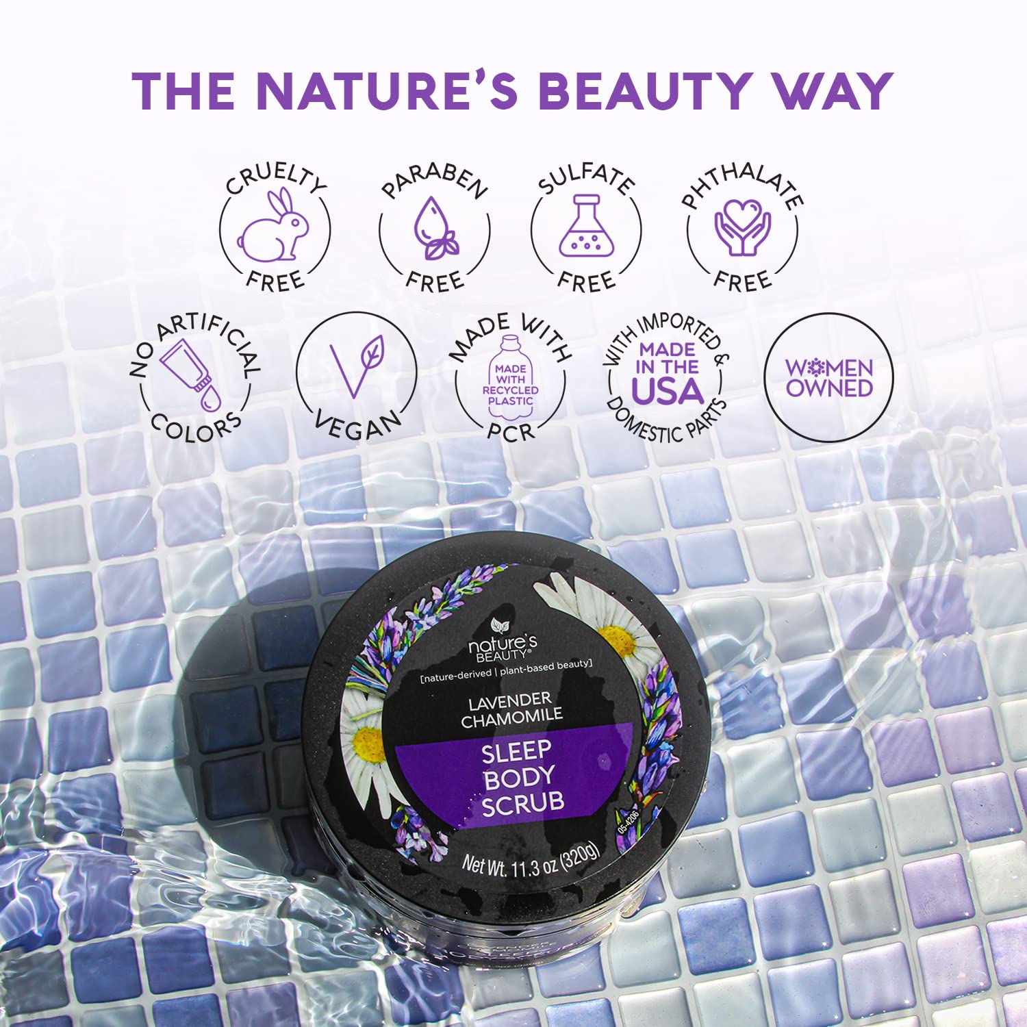 Amazon.com : Nature's Beauty Lavender Chamomile Sleep Body Scrub | Gently  Exfoliate + Sleep Well with Lavender Sugar Scrub Made with Jojoba, Coconut  + Moringa Seed Oils - 2-pack : Beauty & Personal Care