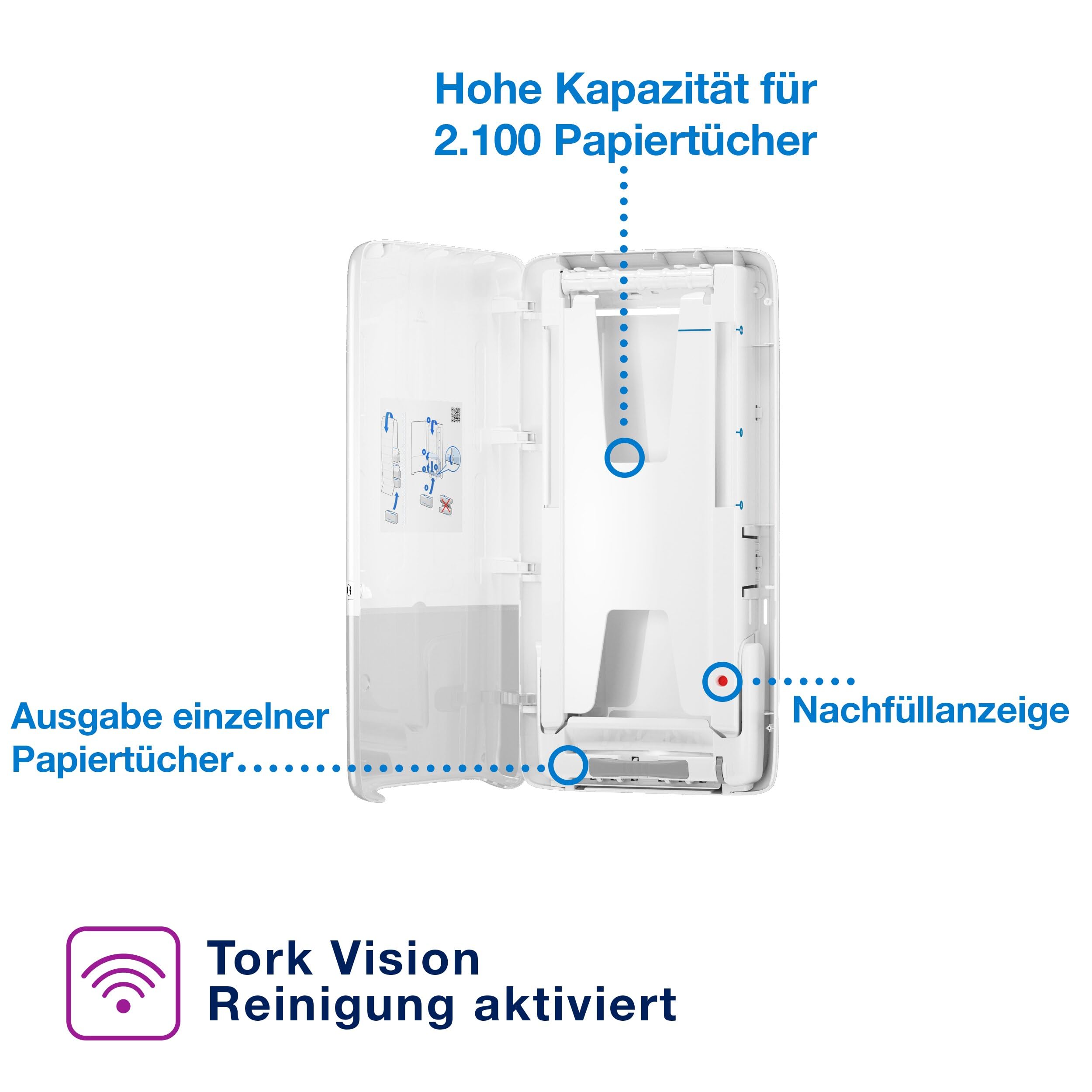 Tork PeakServe Spender für Endlos H5 Hohe Kapazität Elevation 552500 | Papierhandtücher Weiß