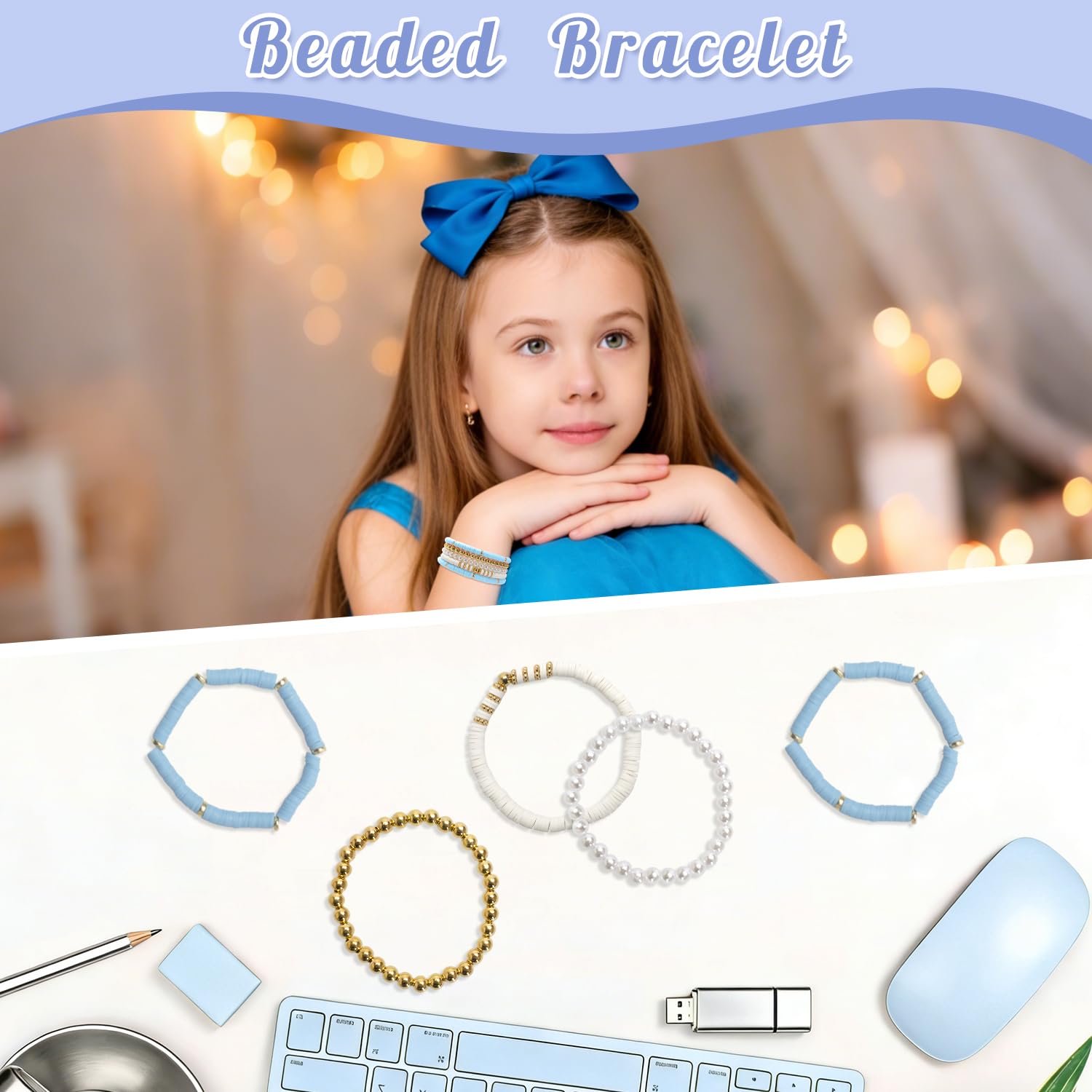 Regali per Ragazze Adolescenti di 9 10 11 12 13 14 15 Anni, Regali di Compleanno e di Natale, con Tazza di Vetro con Coperchio e Cannuccia, Fascia per Capelli, Fermagli per Capelli (Blu)